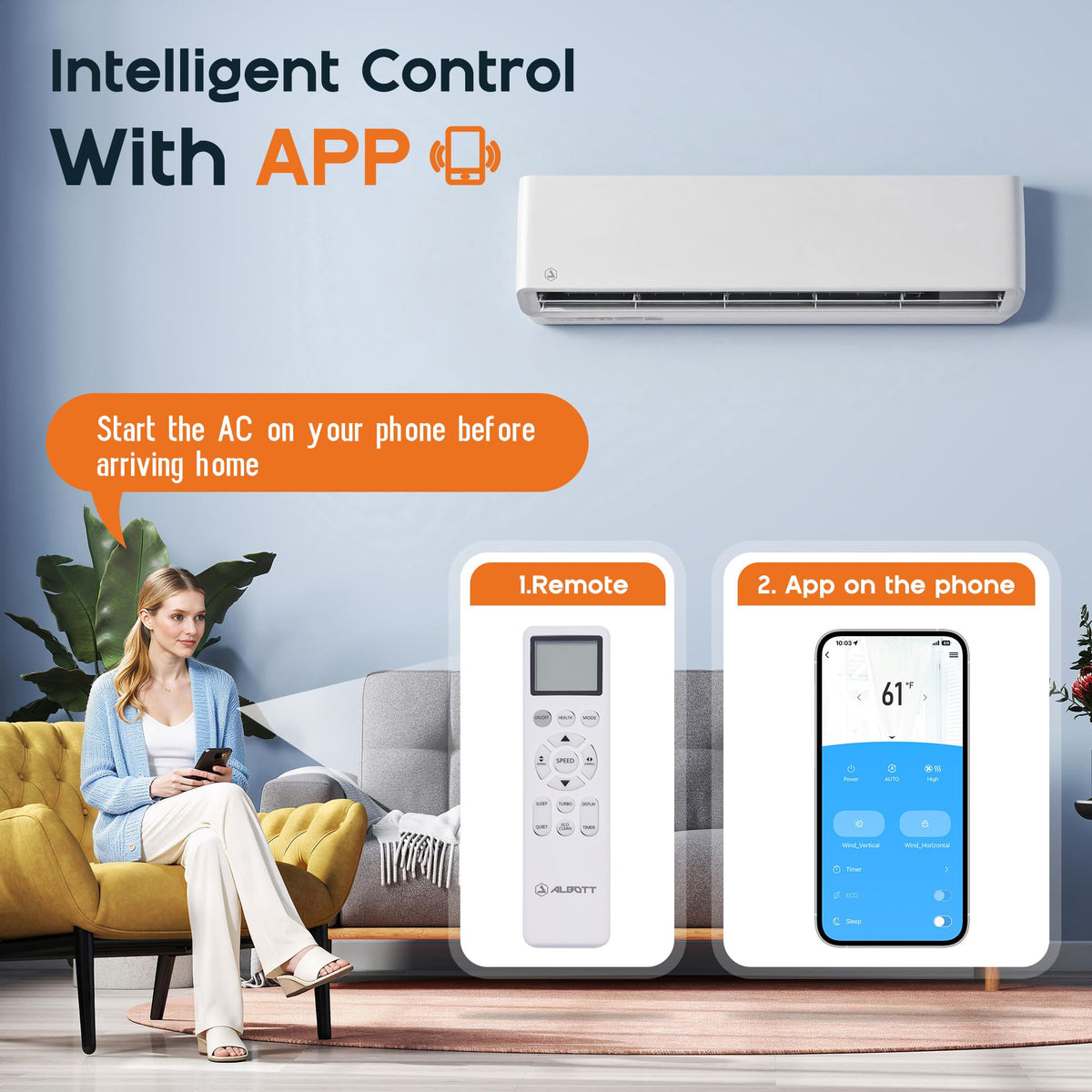 Albott 12,000 BTU Mini Split Air Conditioner and Heater SEER2 18, 115V