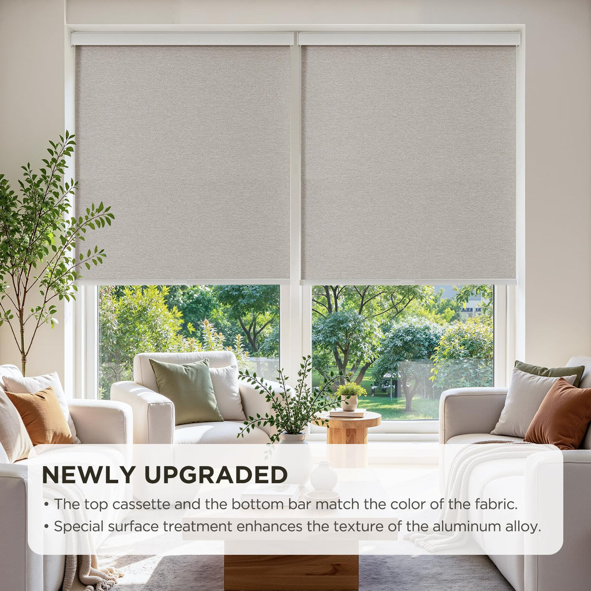 Joydeco Blackout Roller Shades for Indoor Windows, 35" W x 75" H, White