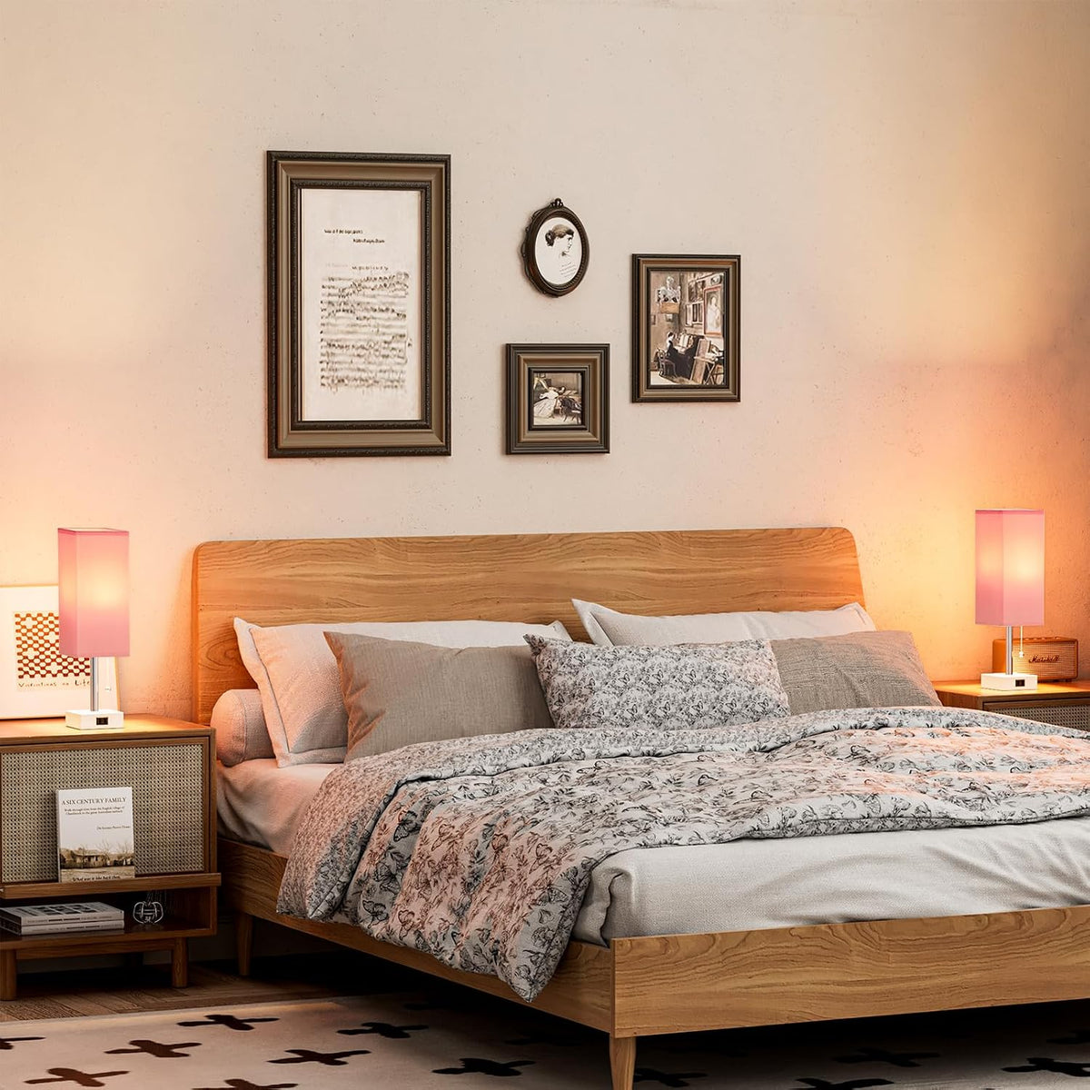 Fenmzee Bedside Lamp for Bedroom Set of 2 - Small Table Lamp for Nightstand