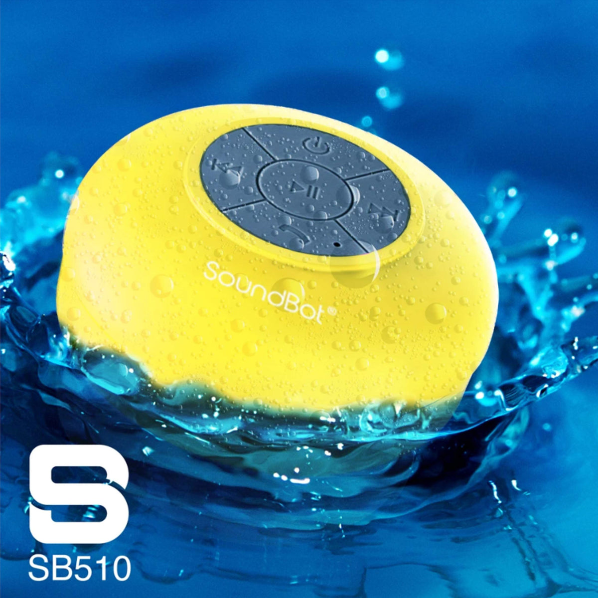 Soundbot® Waterproof Shower Speaker HD Water Resistant Bluetooth Handsfree Portable with Loud Clear Sounds 6+hrs of Playtime, Wireless Suction Cup Small Durable for Outdoors Travel Home SB510 (Black)