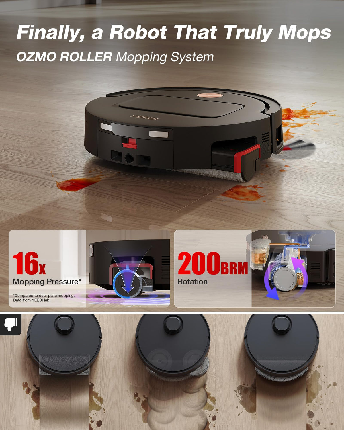 Yeedi by ECOVACS M14 Plus Robot Vacuum and Mop, OZMO Roller Mopping, White