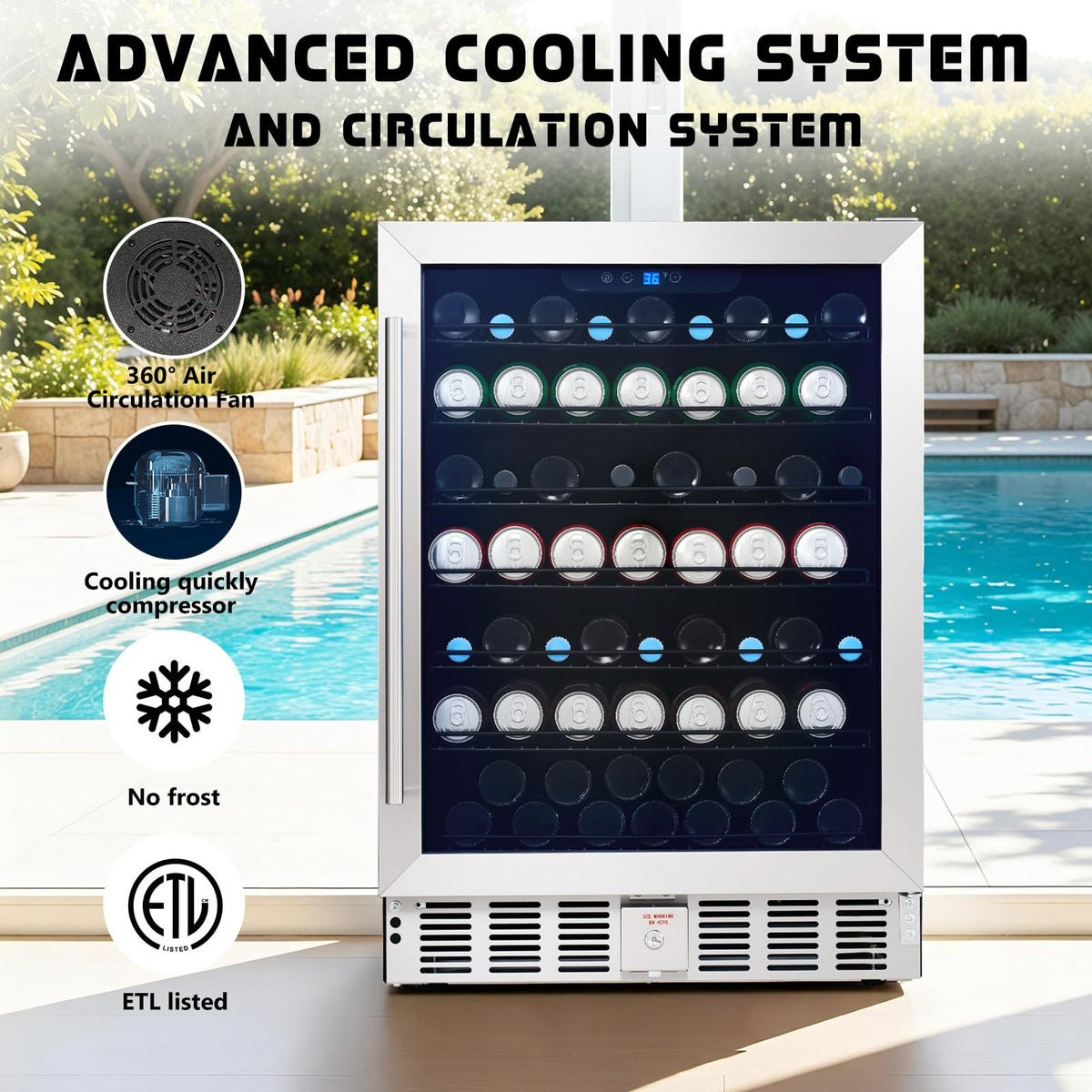 Albott 24 Inch Outdoor Beverage Fridge, 5.0 Cu.Ft Beverage Refrigerator