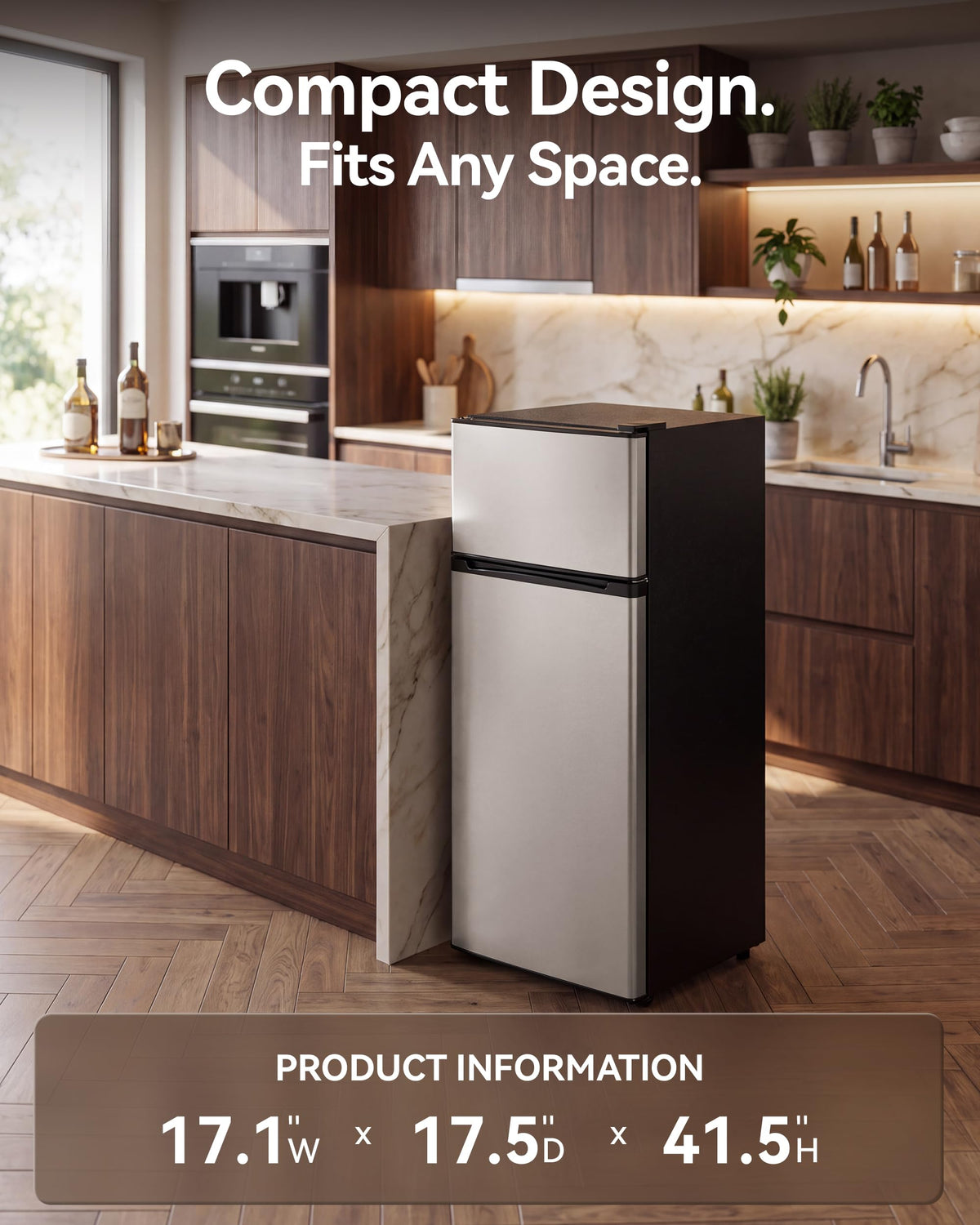 4.5 Cu.Ft Mini Fridge Freezer for Dorm/Office, 2-Door, Quiet