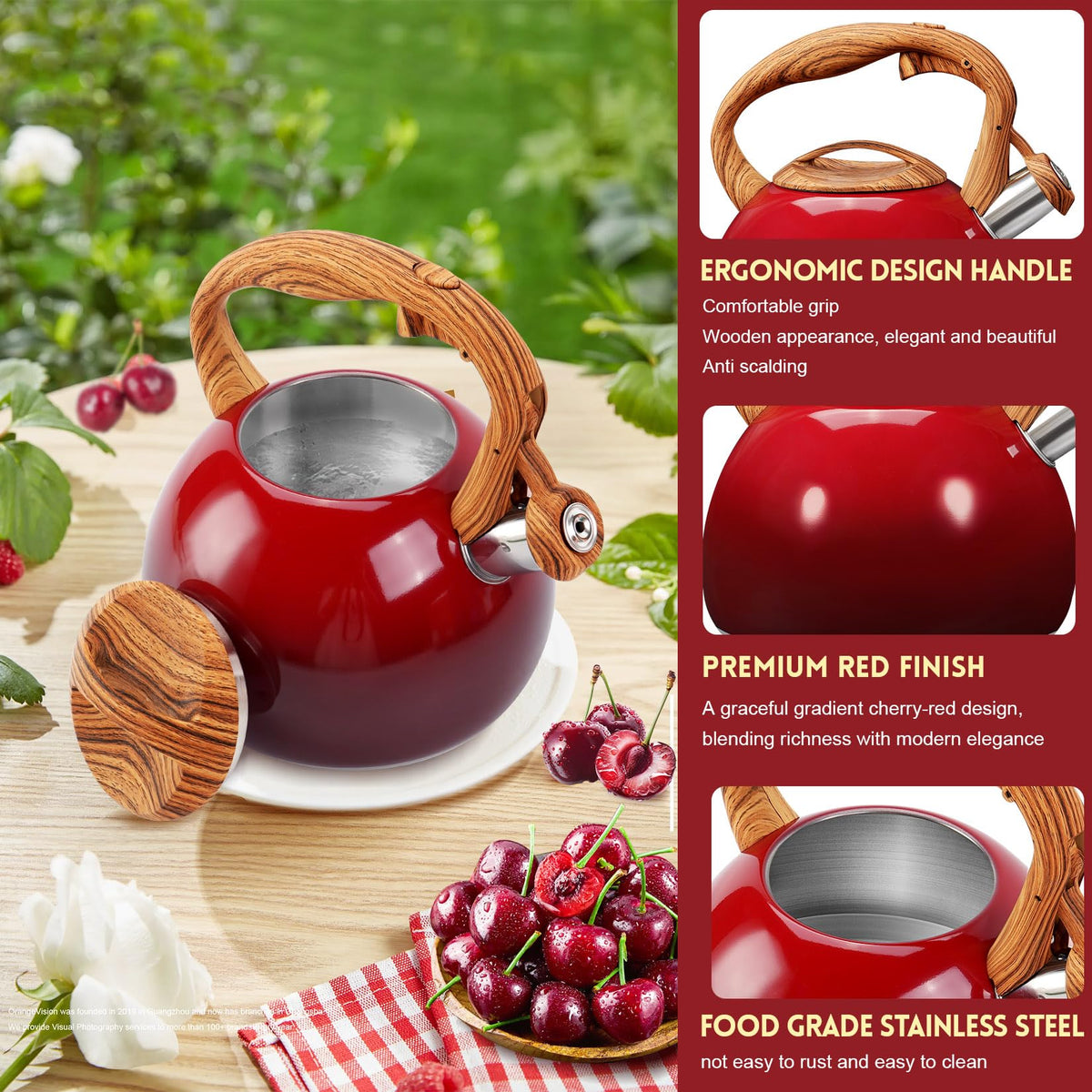 GGC Whistling Tea Kettle for Stove Top, 3.2QT/3L Stainless Steel Tea Kettle