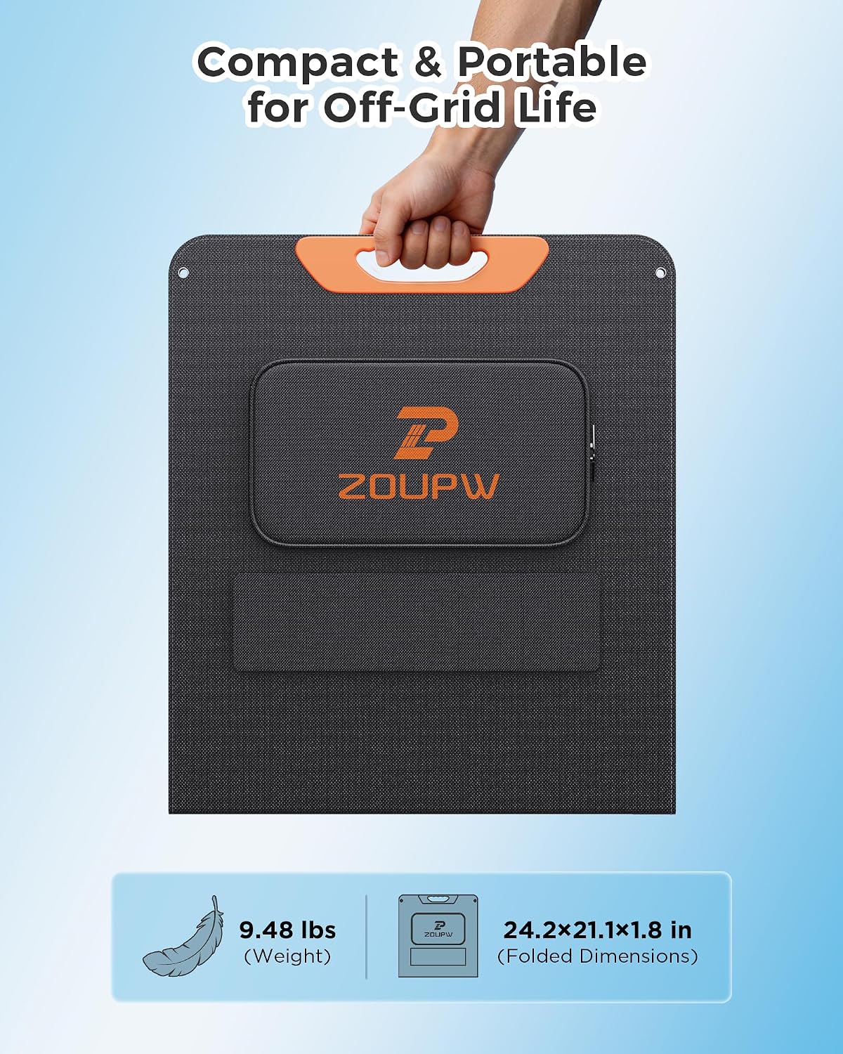 ZOUPW 100W Portable Solar Panel for Power Station,23.5% Efficiency Mono Foldable Solar Charger for Jackery 300/Ecoflow River/Anker/Bluetti,IP67 Waterproof for Camping RV Off-Grid Emergency Power