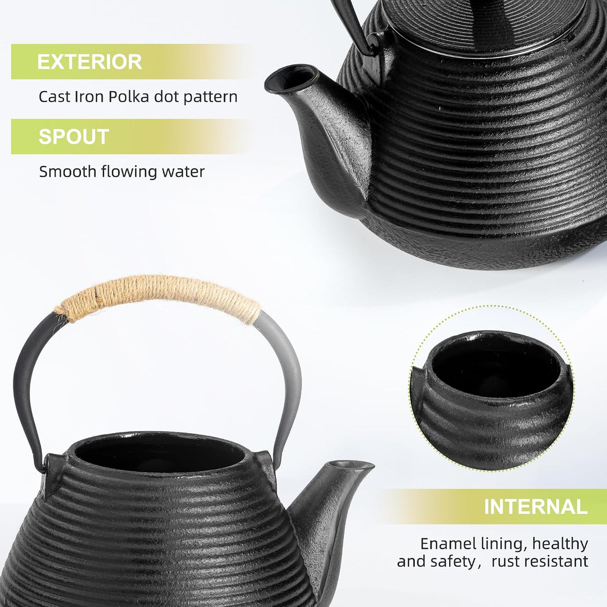 Japanese Tetsubin Tea Kettle Cast Iron Teapot with Stainless Steel Infuser 30 oz/900 ml
