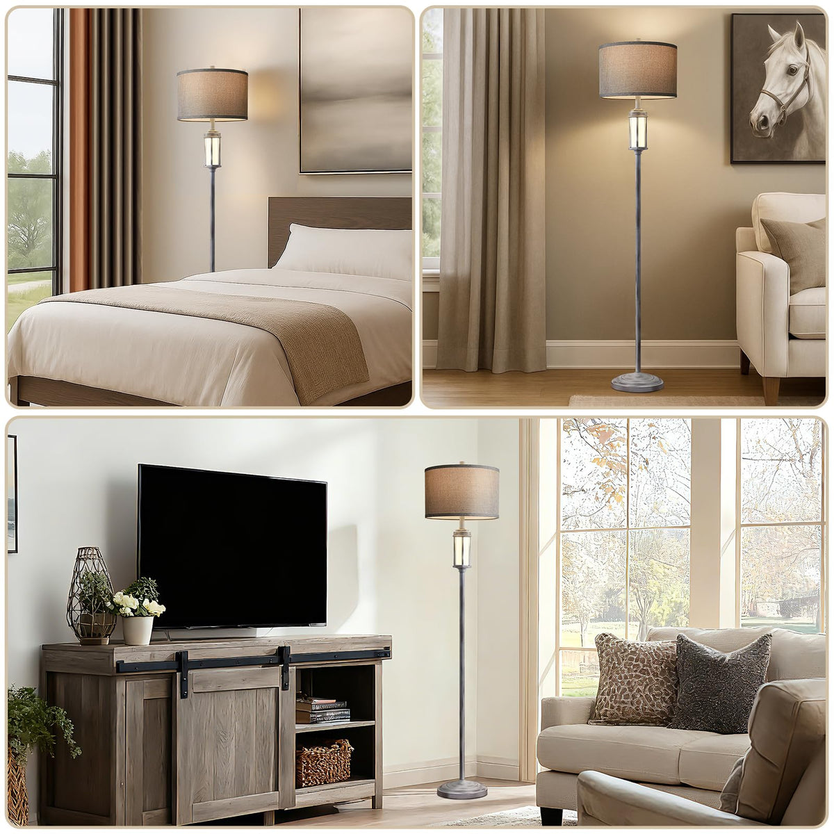 AIEAMPDO 65'' Farmhouse Floor Lamp for Living Room with 2 Light Sources