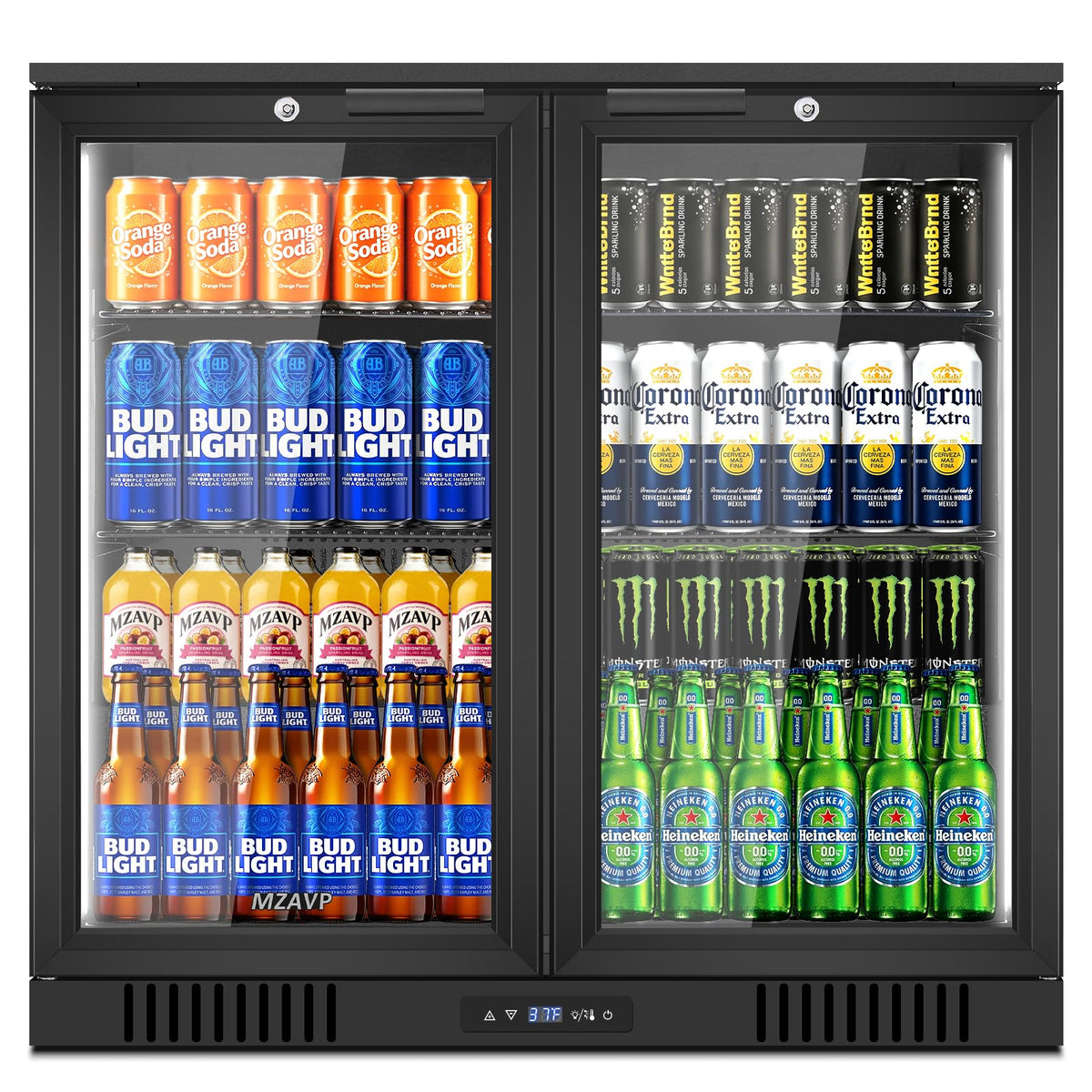 Beverage Refrigerator Cooler, 120 Can Mini Beverage Fridge with Reversible Glass Door for Soda Beer, 3 Cu.Ft Drink Fridge with Digital Temperature Control & Adjustable Shelves - Silver