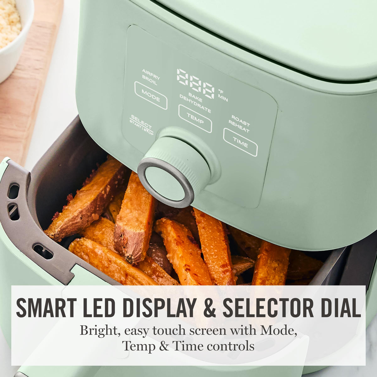 Martha Stewart 6-Quart Air Fryer, 6 Presets, Space Saving, Indigo Blue