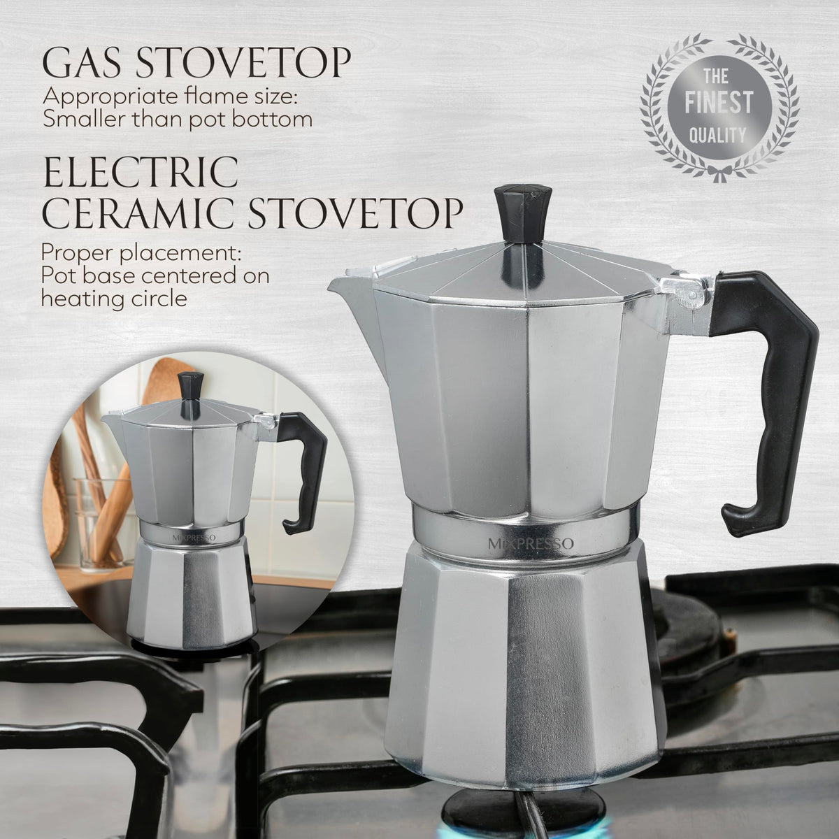 Mixpresso 3 Cup Moka Pot Stovetop Espresso Maker, Italian Cuban Coffee Pot