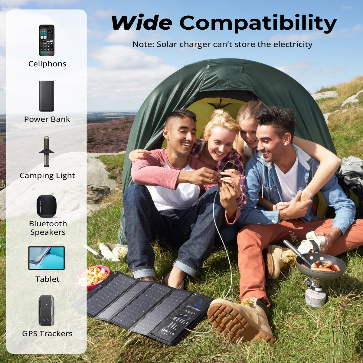 [Upgraded Tiny Solar Charger] BigBlue 14W Solar Panels with USB-A Port(5V/2.4A Max), IPX4 Waterproof, Portable Solar Phone Charger for Hiking, Compatible with iPhone X/8/7, Tablet, Samsung LG etc