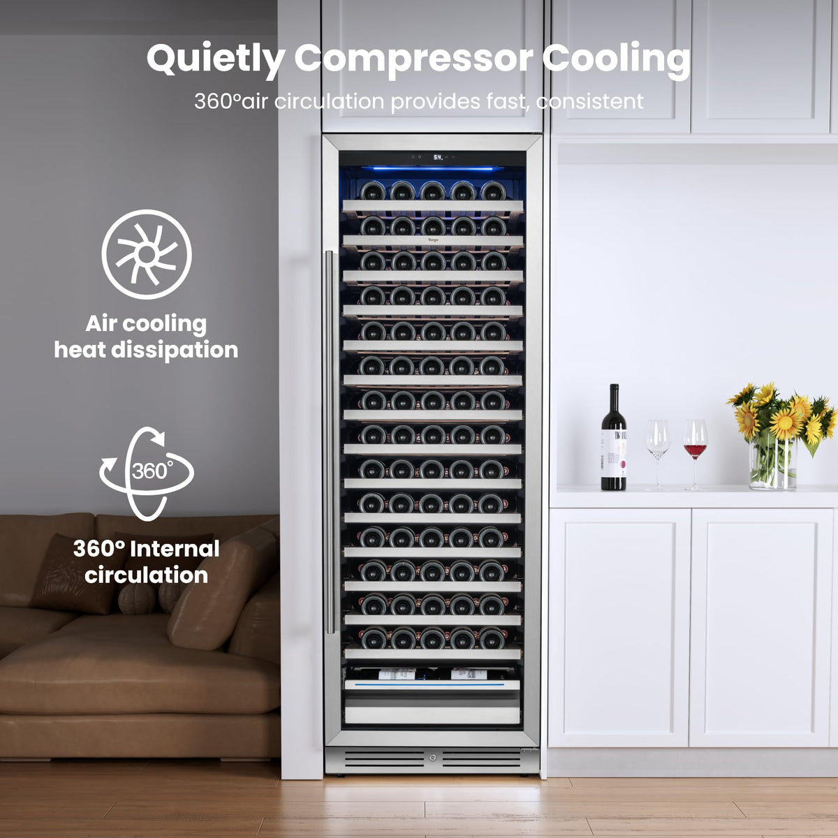 Yeego 24 Inch Dual Zone Wine Fridge with 52 Bottle