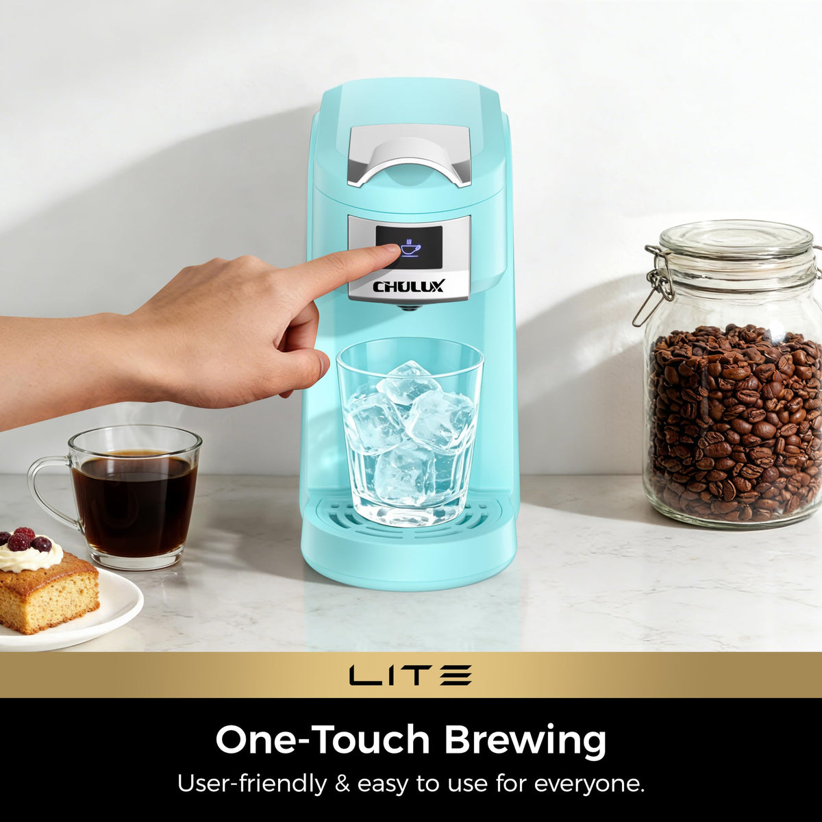 CHULUX Lite Single Serve Coffee Maker for K Cup with One Touch Brew, White