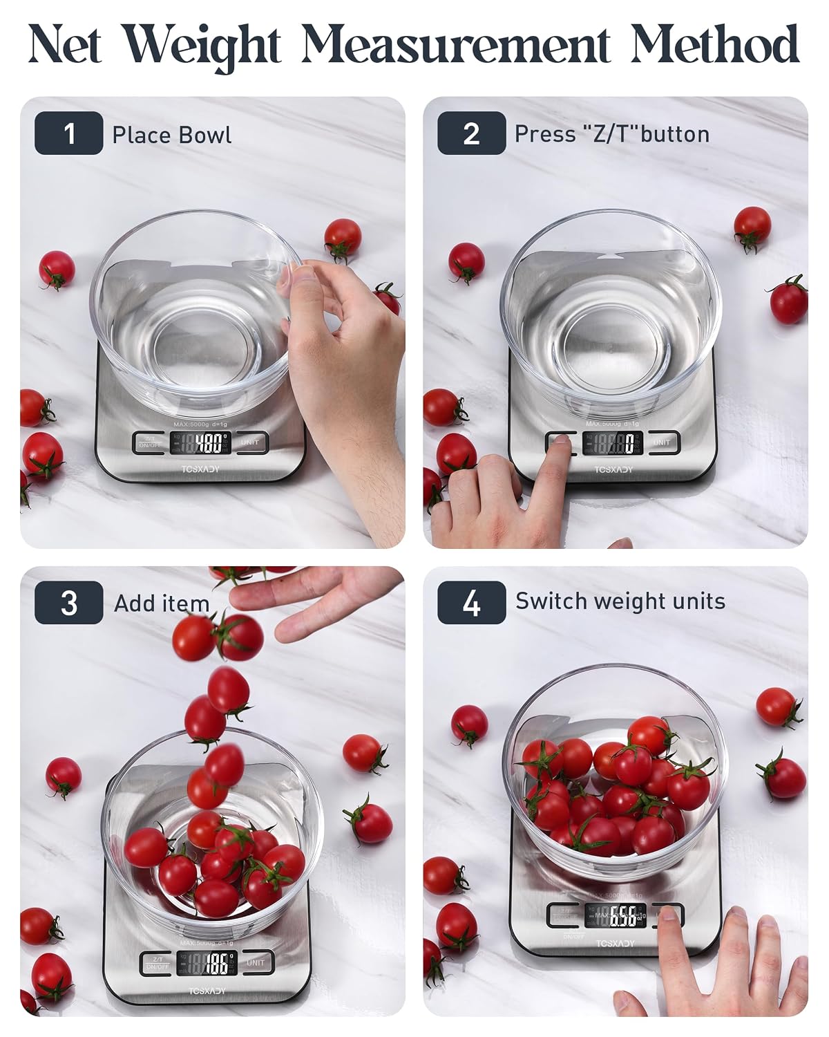 Food Scale, Digital Kitchen Scale with Grams & Ounces Units, 11lb