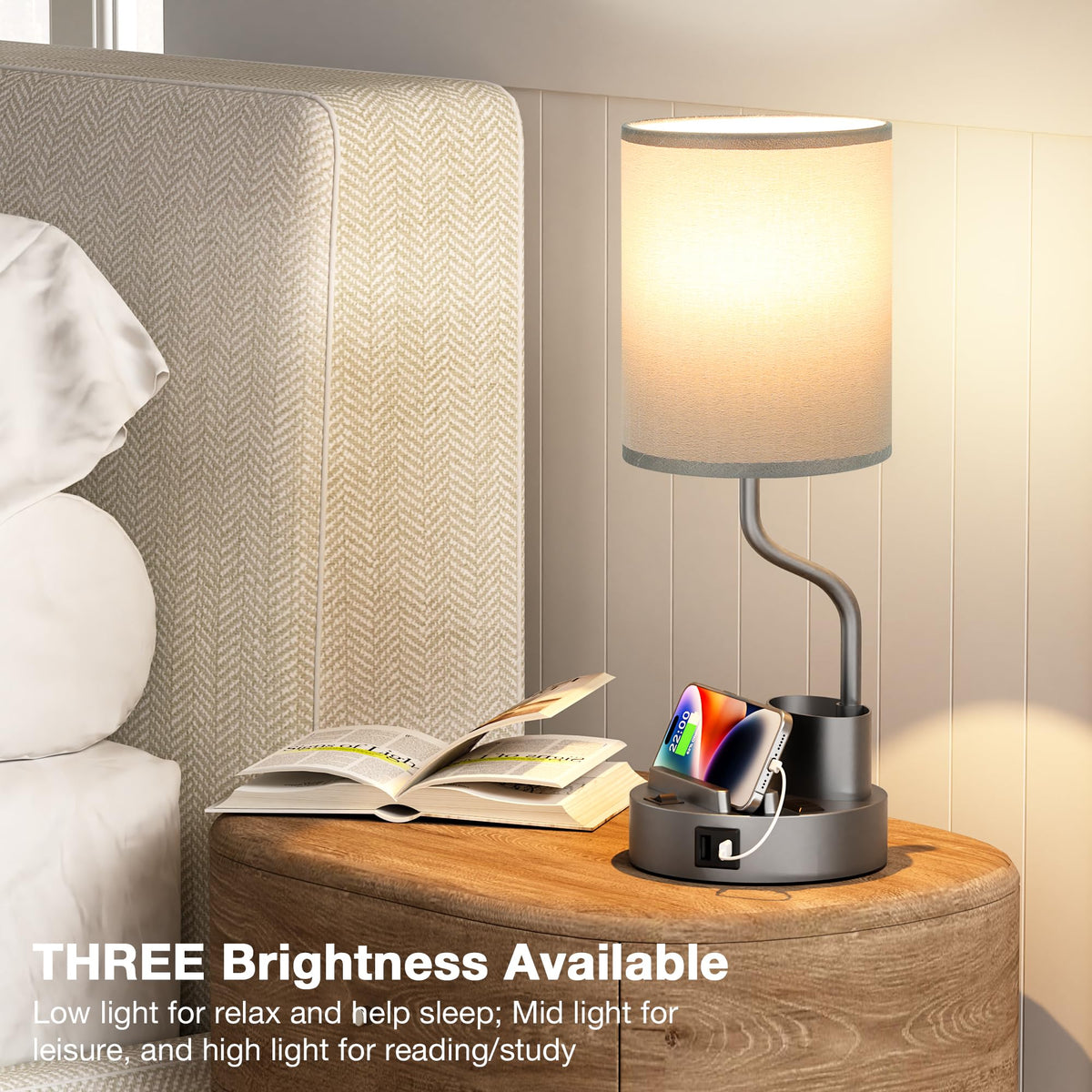 Fenmzee Bedside Lamps for Bedroom Set of 2 - Table Desk Lamp for Nightstand