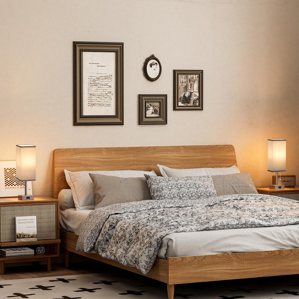 Fenmzee Bedside Lamp for Bedroom Set of 2 - Small Table Lamp for Nightstand