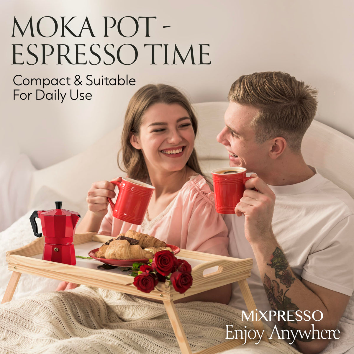 Mixpresso 3 Cup Moka Pot Stovetop Espresso Maker, Italian Cuban Coffee Pot