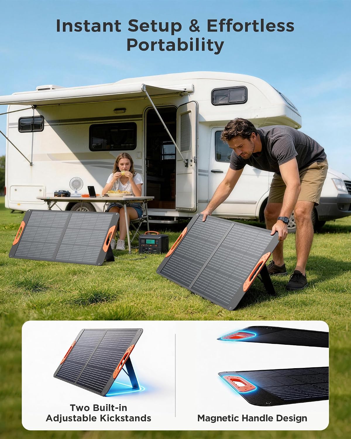 ZOUPW 100W Portable Solar Panel for Power Station,23.5% Efficiency Mono Foldable Solar Charger for Jackery 300/Ecoflow River/Anker/Bluetti,IP67 Waterproof for Camping RV Off-Grid Emergency Power