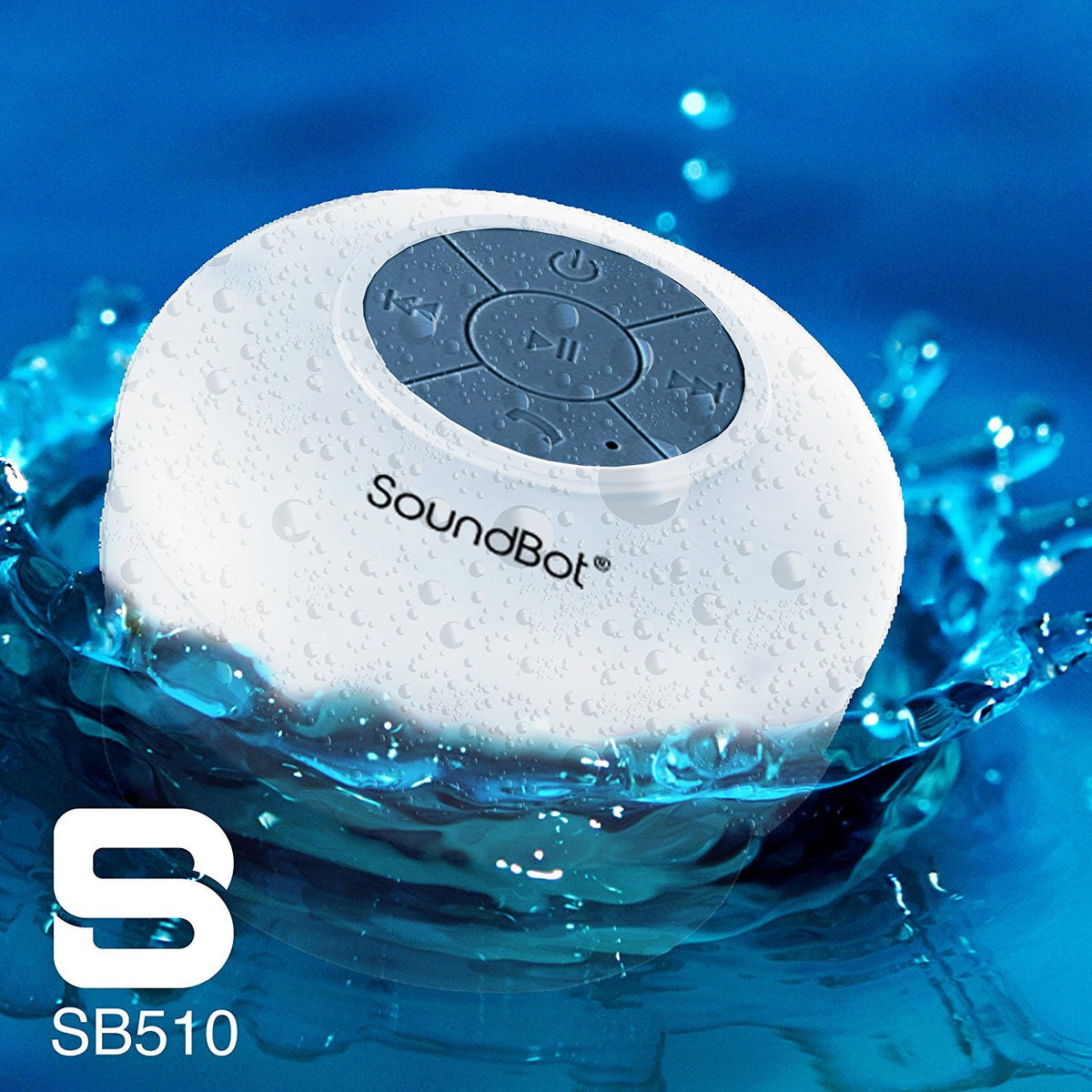 Soundbot® Waterproof Shower Speaker HD Water Resistant Bluetooth Handsfree Portable with Loud Clear Sounds 6+hrs of Playtime, Wireless Suction Cup Small Durable for Outdoors Travel Home SB510 (Black)
