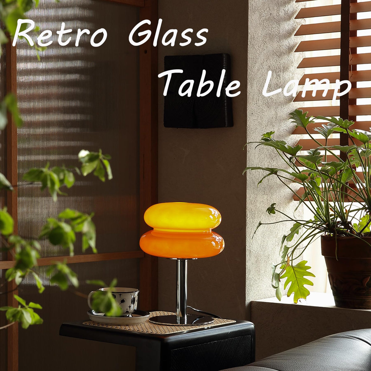 Glivpny Mushroom Lamp Table Lamp, Mid Century Modern Bedroom Lamps(Orange)