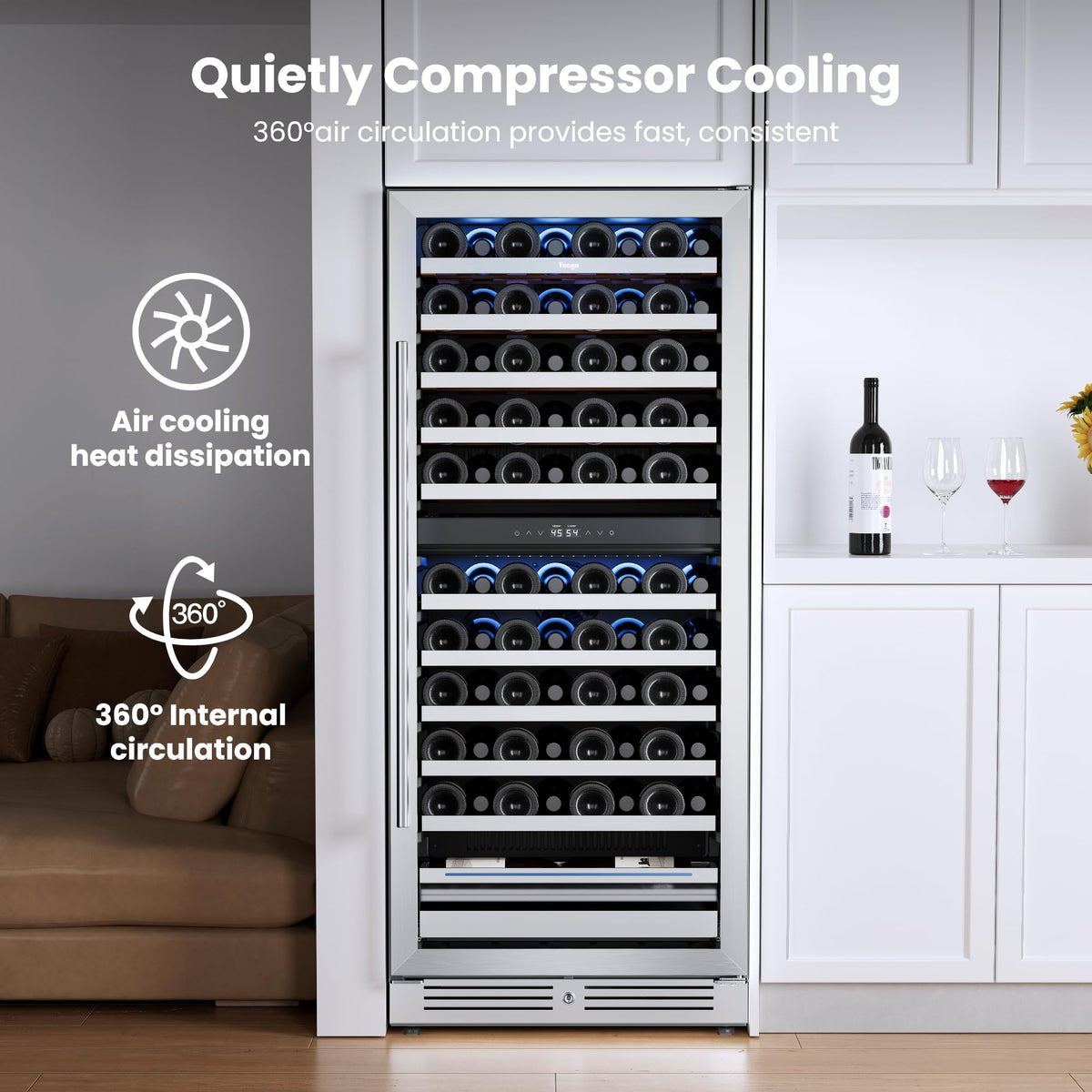 Yeego 24 Inch Dual Zone Wine Fridge with 52 Bottle