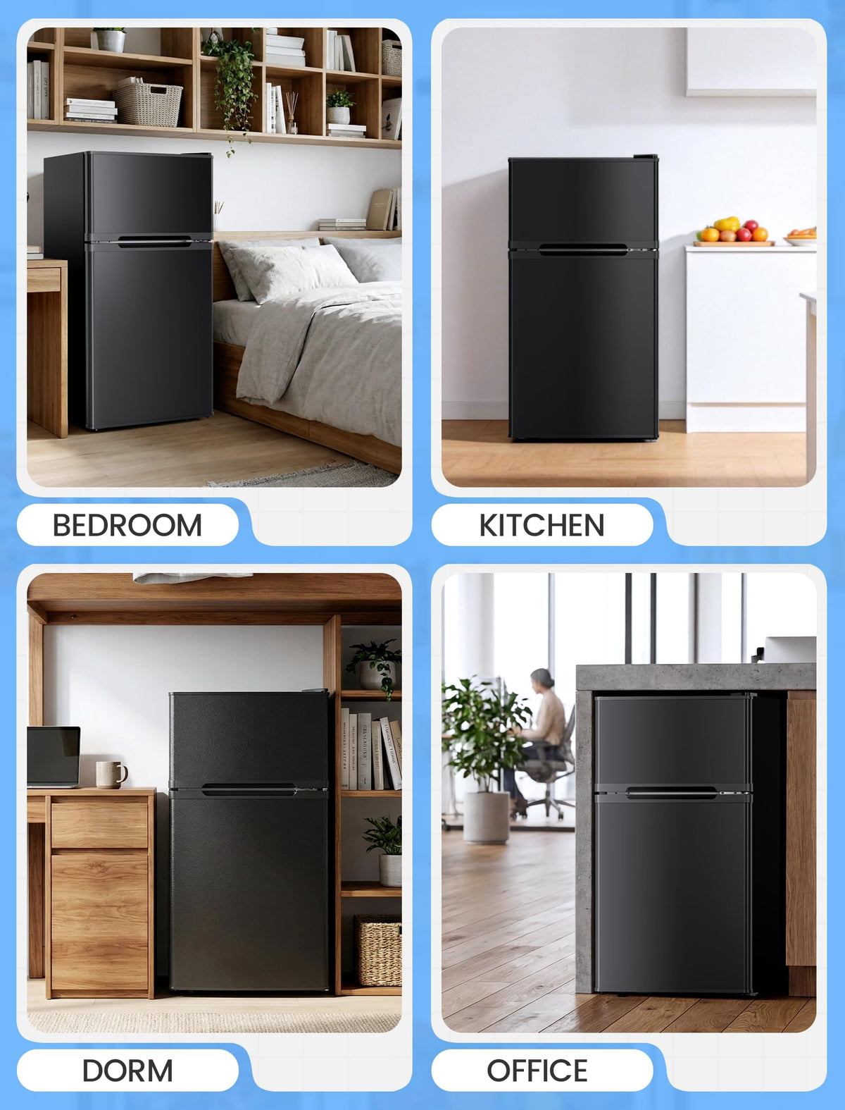 COWSAR 4.5 Cu.Ft Mini Fridge With Freezer for Bedroom Office, Black