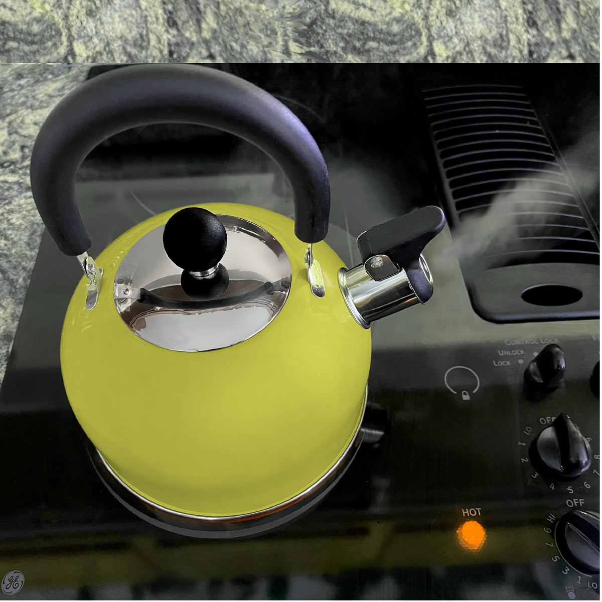 Lily's Home 2 Quart Stainless Steel Whistling Tea Kettle, the Perfect Stovetop Tea and Water Boilers for Your Home, Dorm, Condo or Apartment. (Blue)