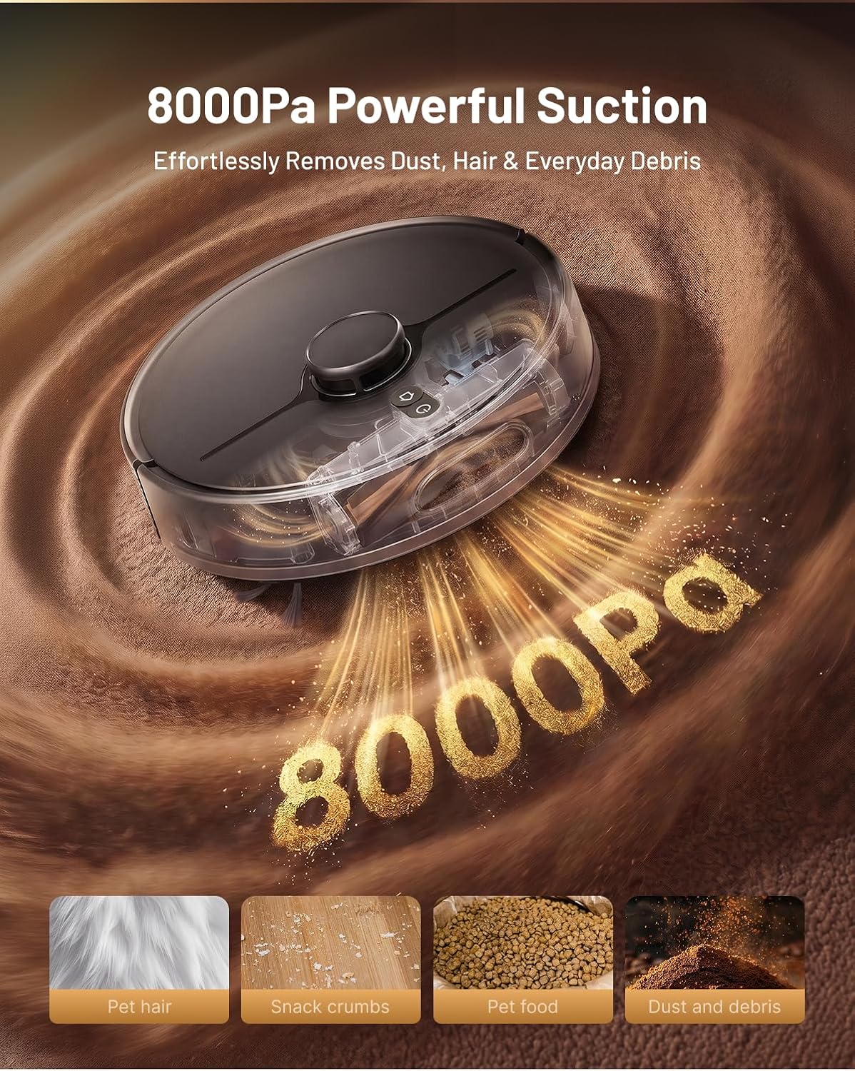 Robot Vacuum and Mop Combo, 8000Pa, Self-Emptying