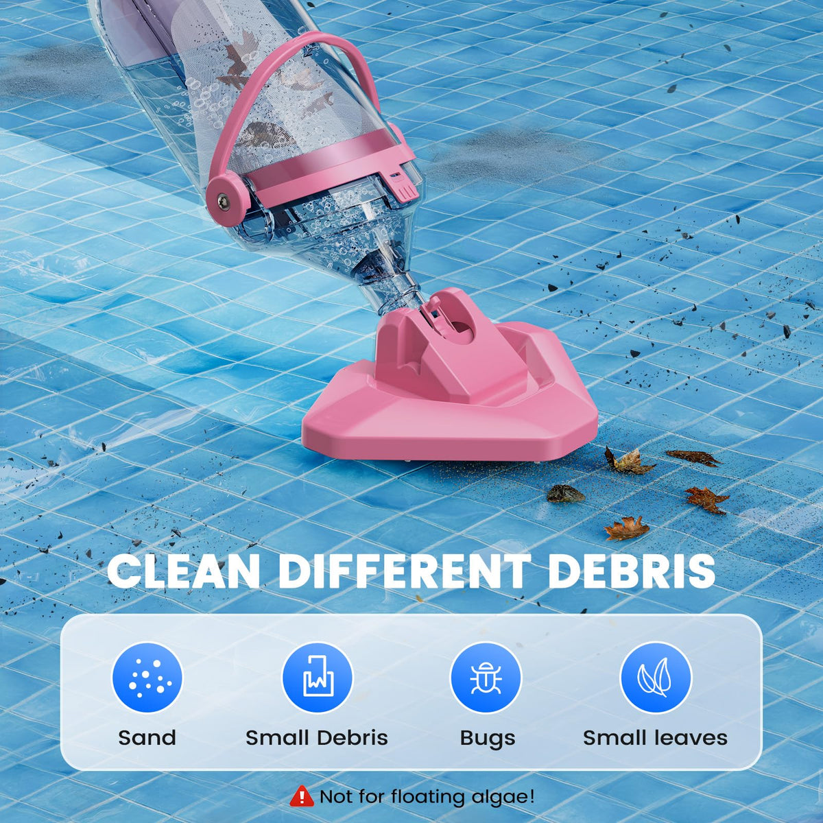 Enhulk Rechargeable Handheld Cordless Pool Vacuum for Above Ground Pool and Inground Pool, 60-Minute Runtime,Powerful Suction up to 18.5 gallons/min, Efficient Leaf and Debris Removal, PC10 Pro