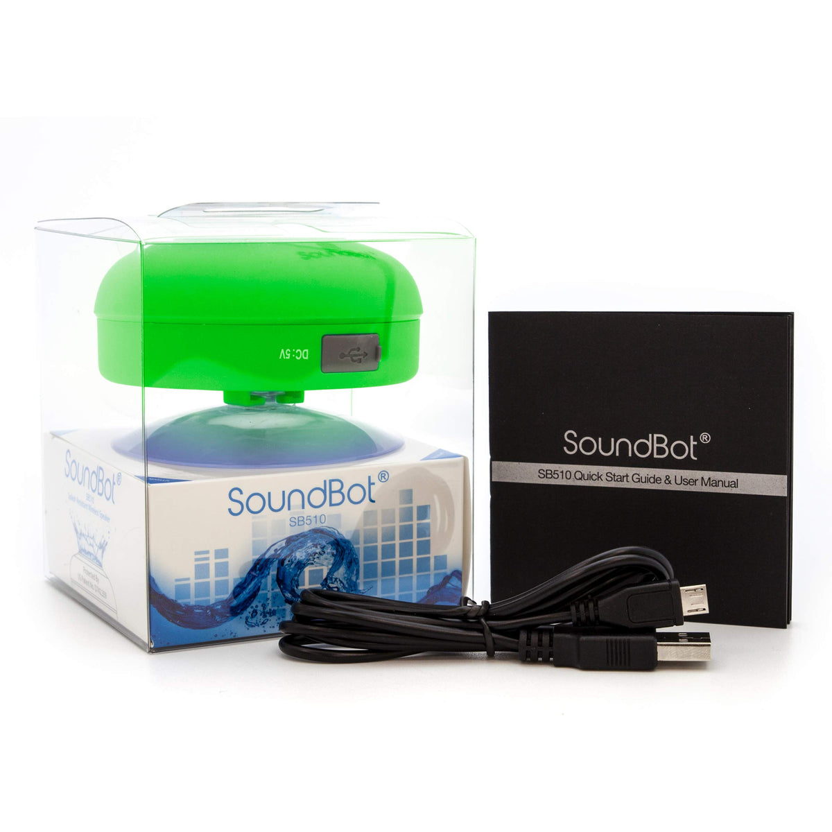 Soundbot® Waterproof Shower Speaker HD Water Resistant Bluetooth Handsfree Portable with Loud Clear Sounds 6+hrs of Playtime, Wireless Suction Cup Small Durable for Outdoors Travel Home SB510 (Black)