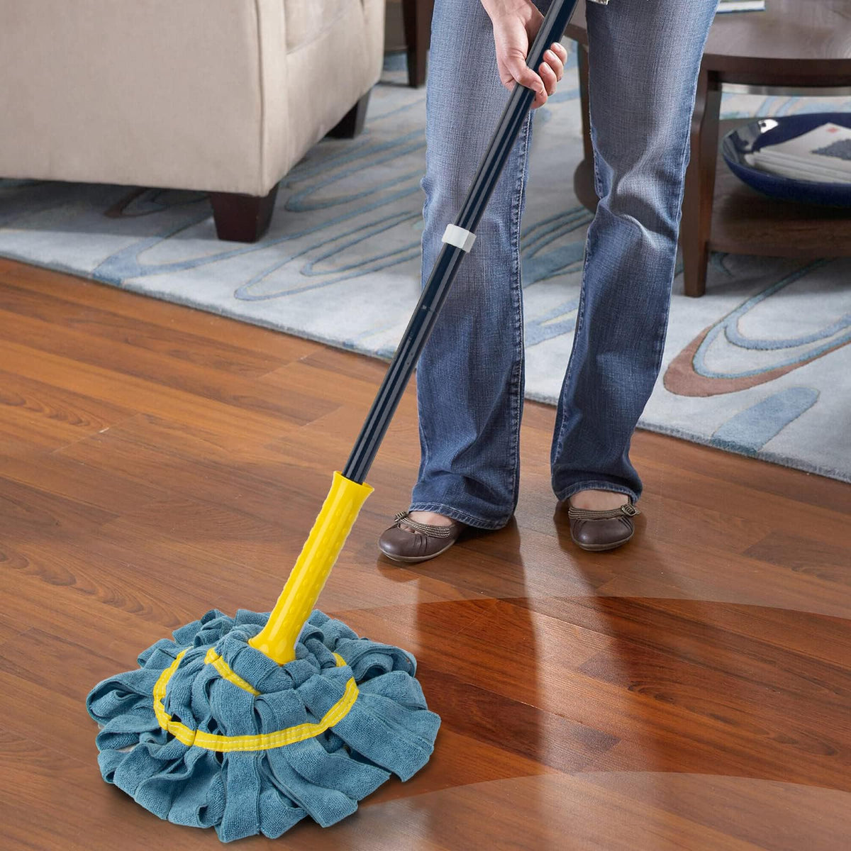Self-Wringing Twist Mops for Floor Cleaning, Microfiber Floor mop with 57 " Long Handle, Easy Wringing Mop for Hardwood Commercial Household Clean