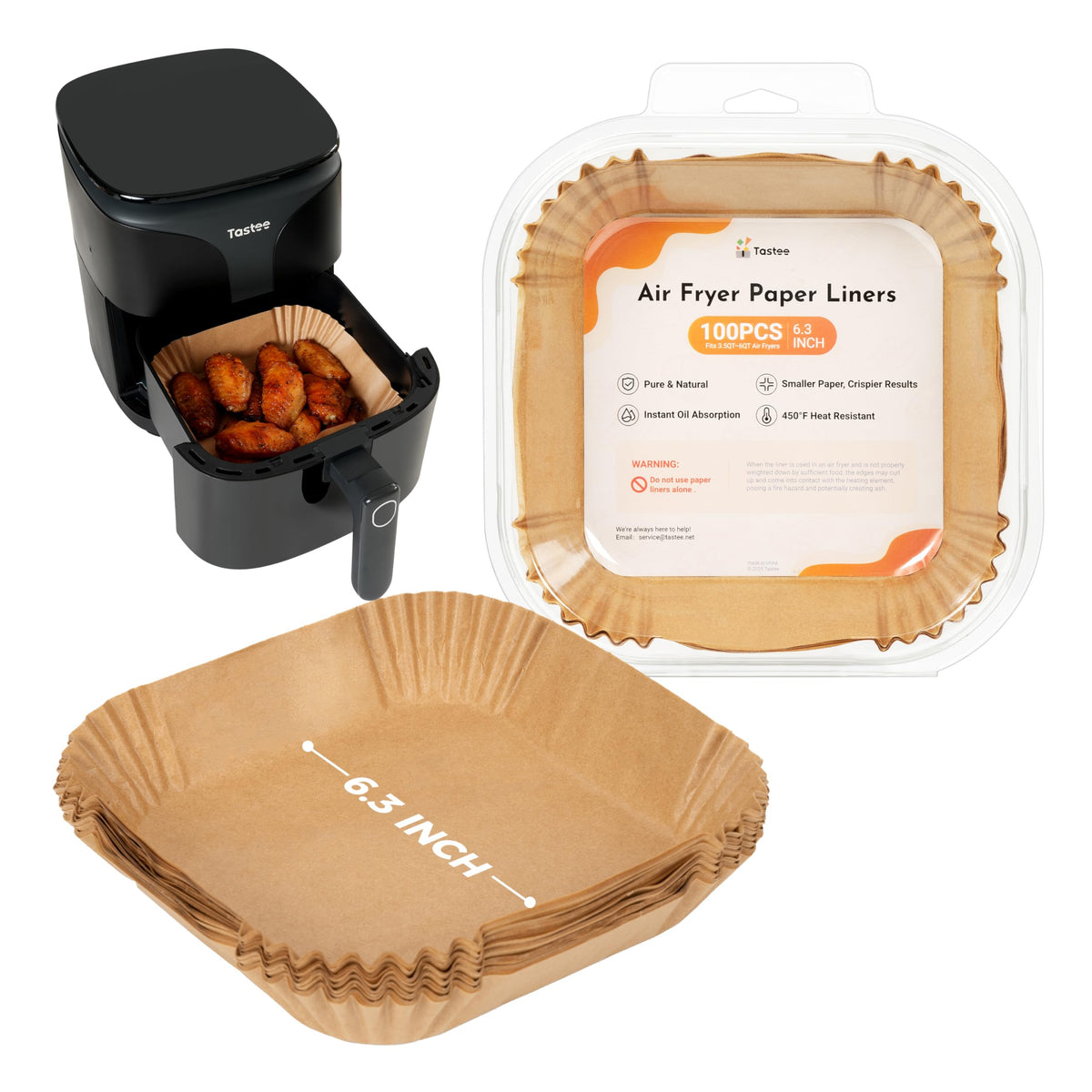 Tastee Ceramic Air Fryer, 8-in-1 Compact 5.5QT AirFryers, 450°F Digital Airfryer Dehydrator with Smart Probe, 24 Presets One-touch Cooking, In-app Recipes with Window, Dishwasher-safe & Non-stick