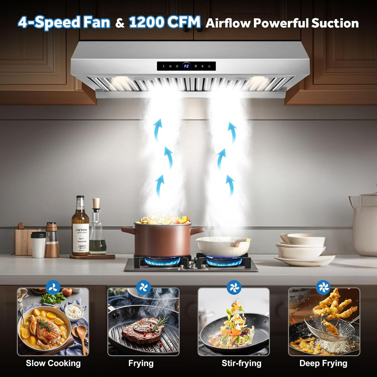 30 inch Under Cabinet Range Hood 1200 CFM Stainless Steel Vent Hoods