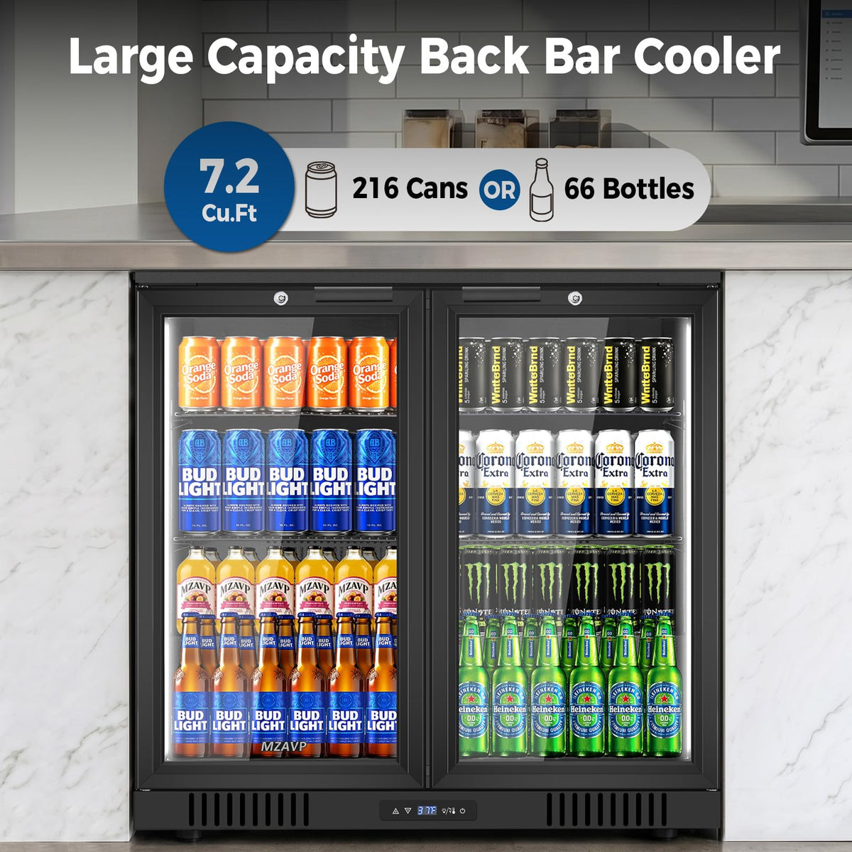 Beverage Refrigerator Cooler, 120 Can Mini Beverage Fridge with Reversible Glass Door for Soda Beer, 3 Cu.Ft Drink Fridge with Digital Temperature Control & Adjustable Shelves - Silver