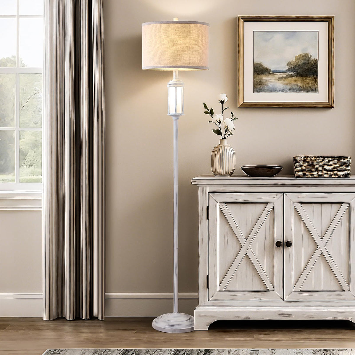 AIEAMPDO 65'' Farmhouse Floor Lamp for Living Room with 2 Light Sources