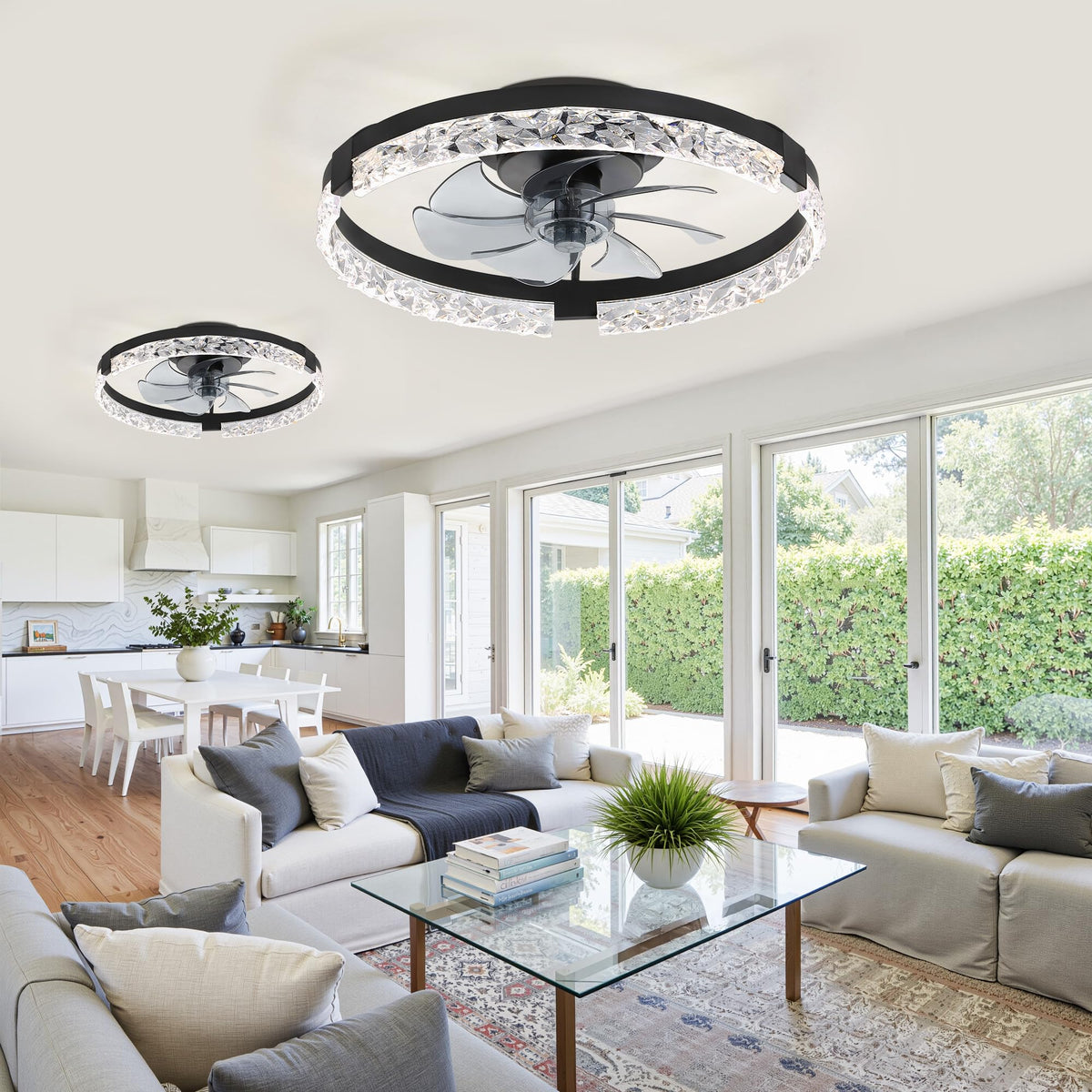 LEDIARY 20" Modern Ceiling Fans with Lights and Remote, White Fandelier