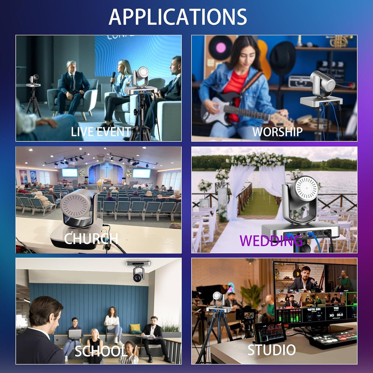 4K HDMI PTZ Camera NDI with 12X, SDI AI AUTO Tracking PTZ Camera with IP Live Streaming for Church Worship Live Events, PoE Support(AV4KN Silver)