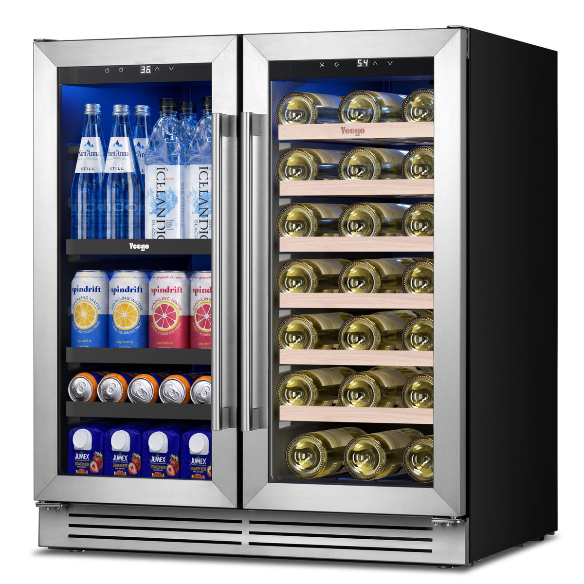 Yeego 24 Inch Dual Zone Wine Fridge with 52 Bottle