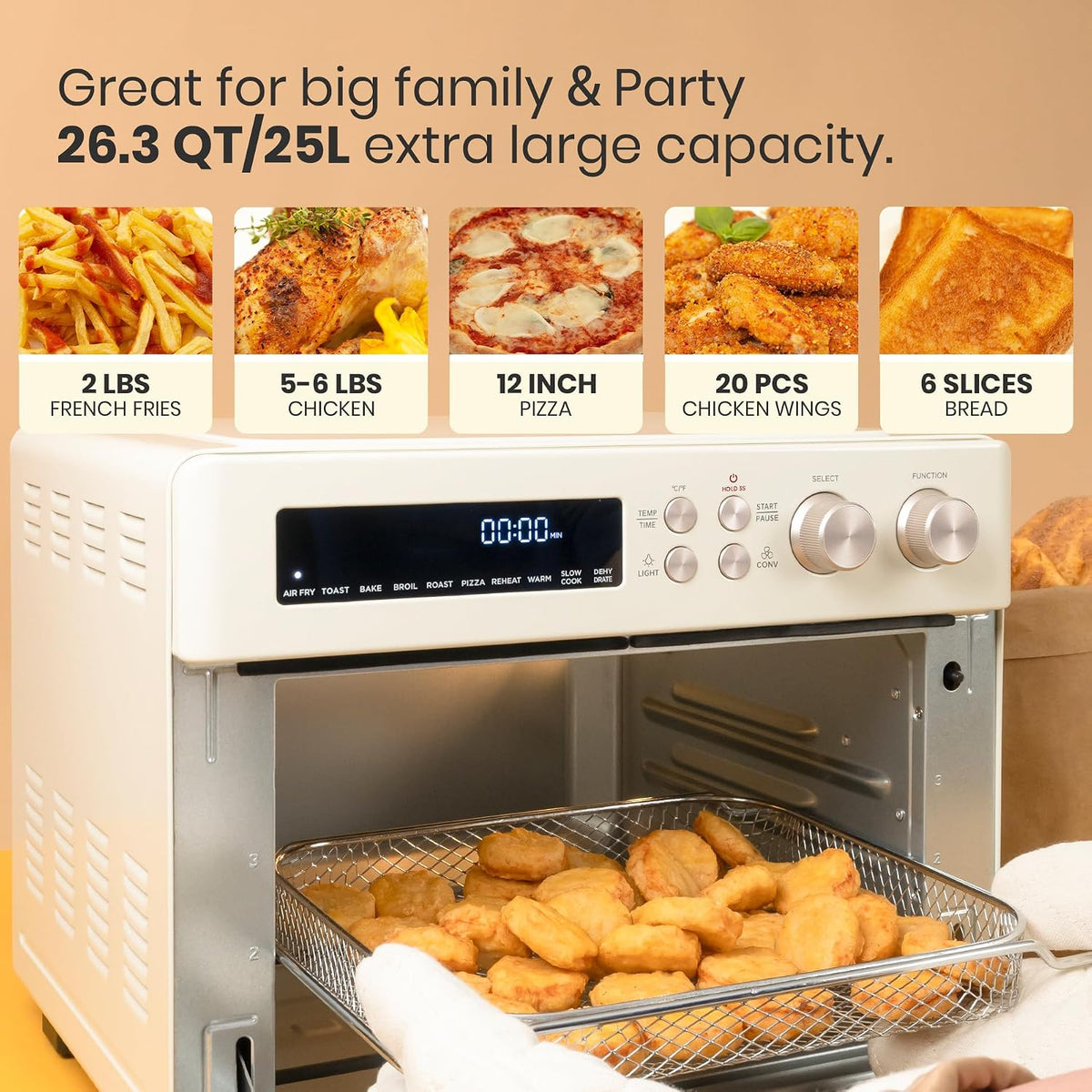 VAL CUCINA 26.3 QT Infrared Air Fryer Toaster Oven Combo, 10-in-1