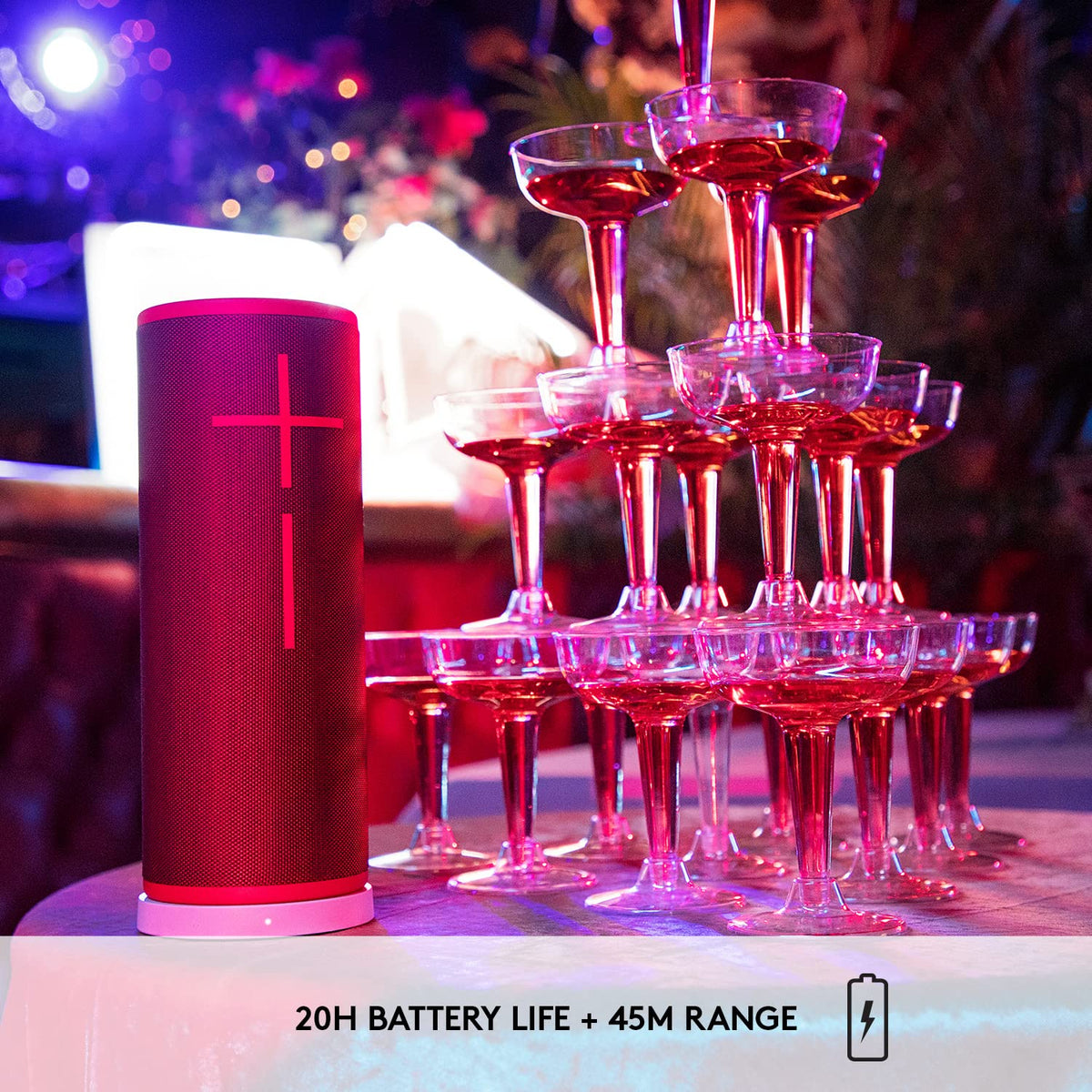 Ultimate Ears Boom 3 Wireless Bluetooth Speaker, Bold Sound + Deep Bass, Bluetooth, Magic Button, Waterproof, 15 Hours Battery, Range of 150 ft, Sunset Red