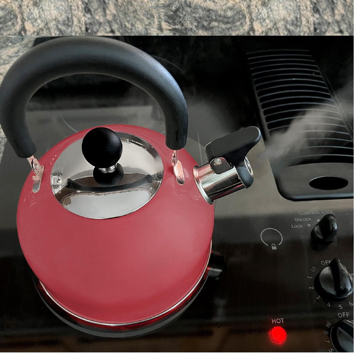 Lily's Home 2 Quart Stainless Steel Whistling Tea Kettle, the Perfect Stovetop Tea and Water Boilers for Your Home, Dorm, Condo or Apartment. (Blue)
