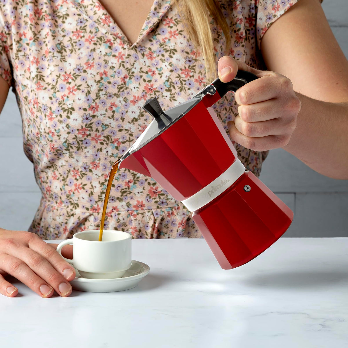 Primula Classic Stovetop Espresso and Coffee Maker, Moka Pot for Italian and Cuban Café Brewing, Greca Coffee Maker, Cafeteras, 9 Espresso Cups, Silver