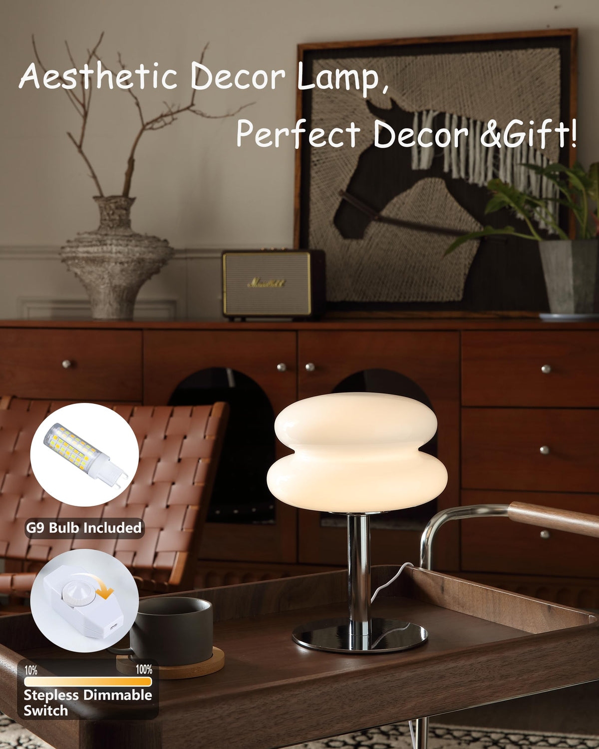 Glivpny Mushroom Lamp Table Lamp, Mid Century Modern Bedroom Lamps(Orange)