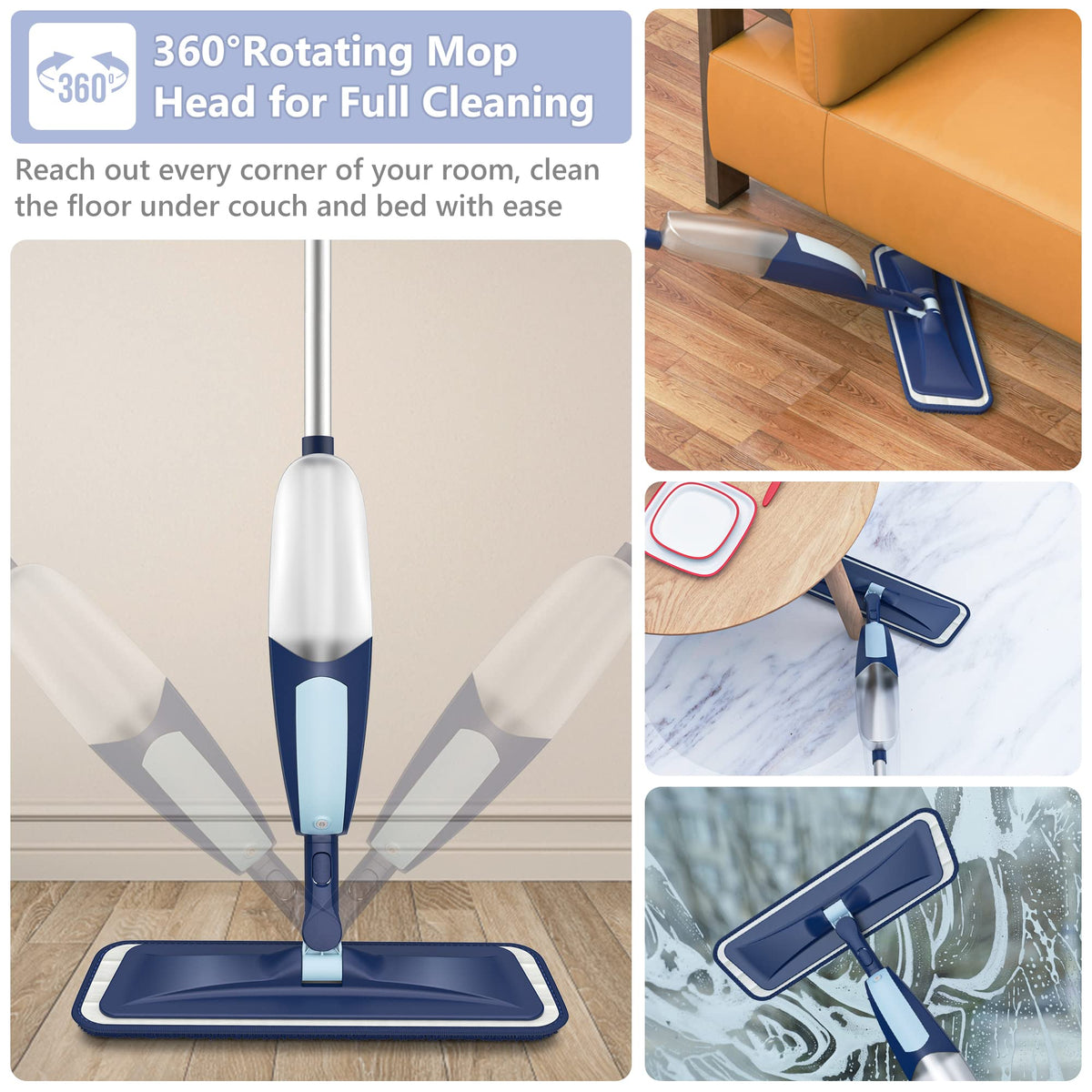 Spray Mop for Floor Cleaning: Microfiber Wet Dry Mops with 3 Washable Pads
