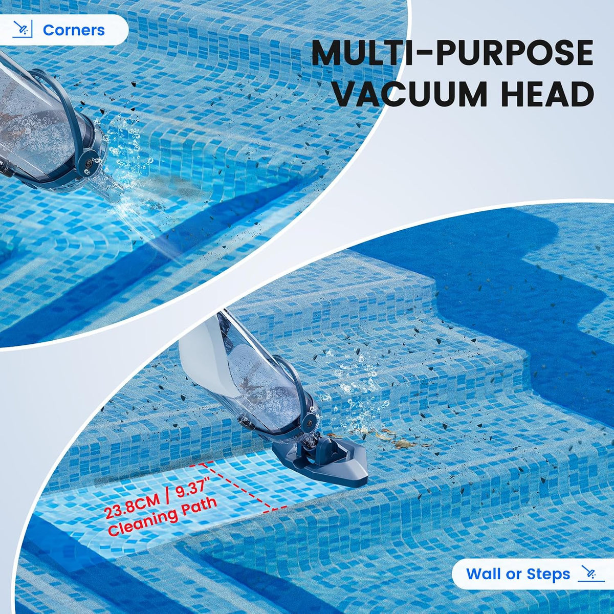 Enhulk Rechargeable Handheld Cordless Pool Vacuum for Above Ground Pool and Inground Pool, 60-Minute Runtime,Powerful Suction up to 18.5 gallons/min, Efficient Leaf and Debris Removal, PC10 Pro