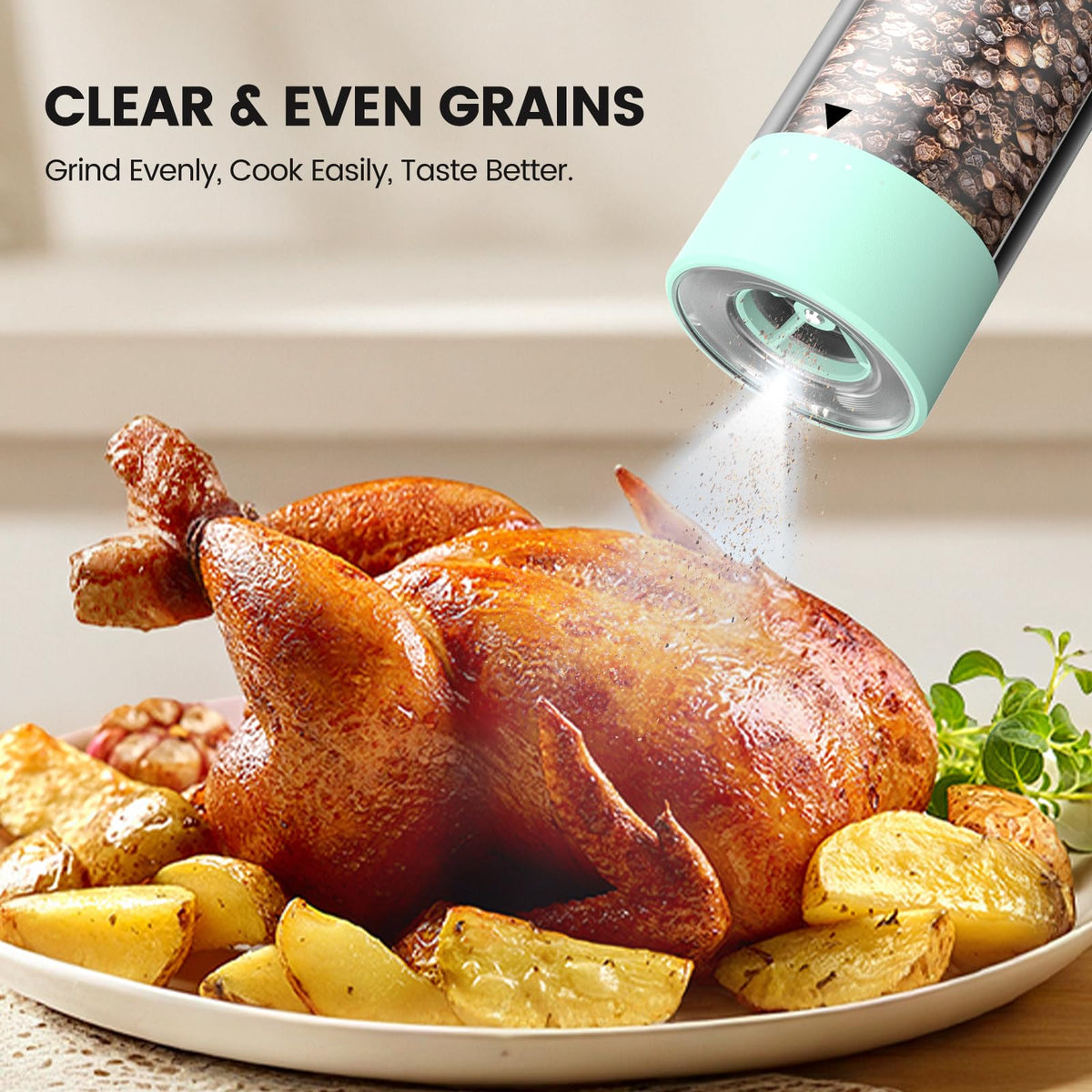 Electric Salt and Pepper Grinder Set - Rechargeable Automatic Salt and Pepper Shakers, Kitchen Appliances with External Adjustable Coarseness, Large Capacity, Housewarming Birthday Gifts for Women Men