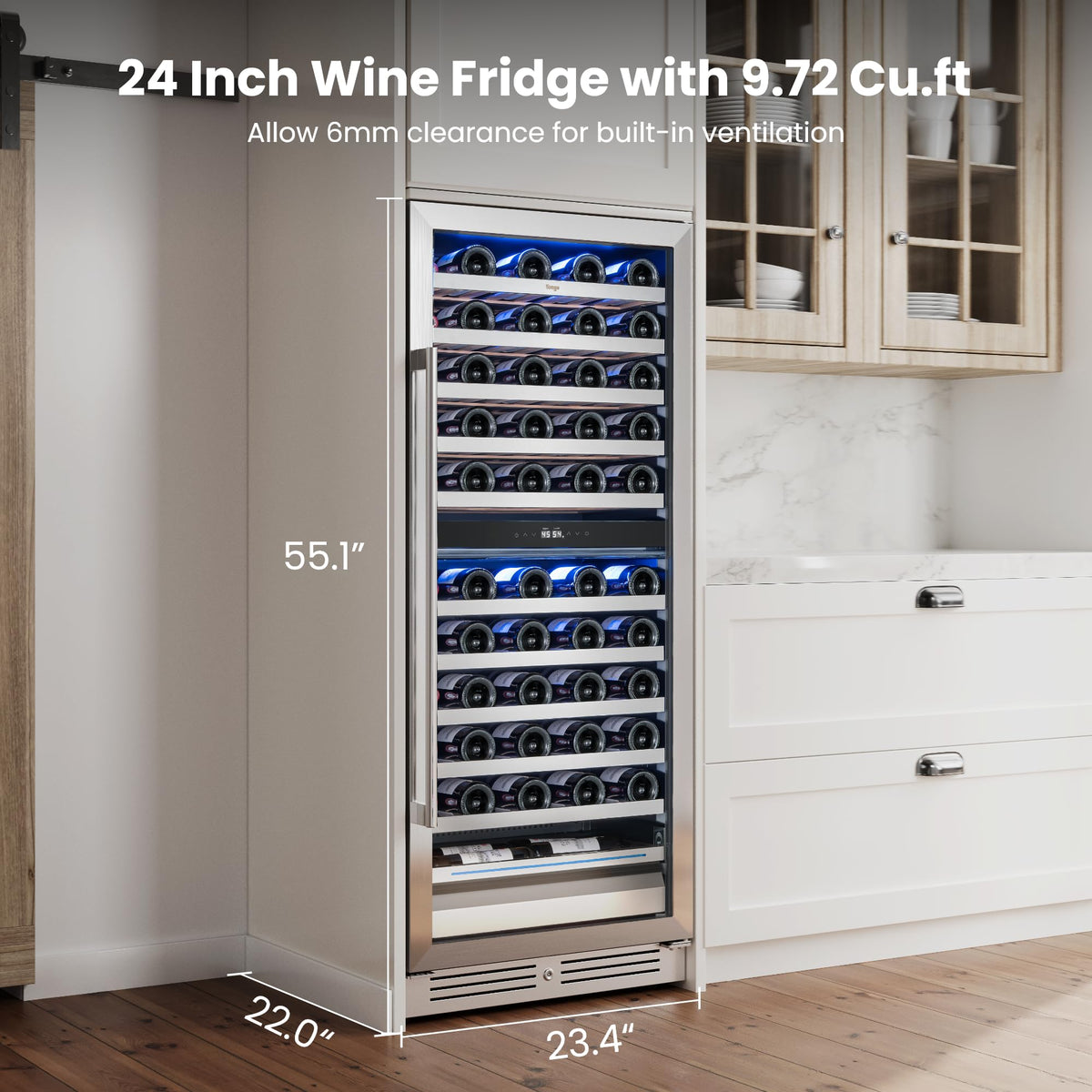 Yeego 24 Inch Dual Zone Wine Fridge with 52 Bottle
