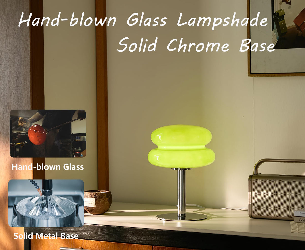 Glivpny Mushroom Lamp Table Lamp, Mid Century Modern Bedroom Lamps(Orange)