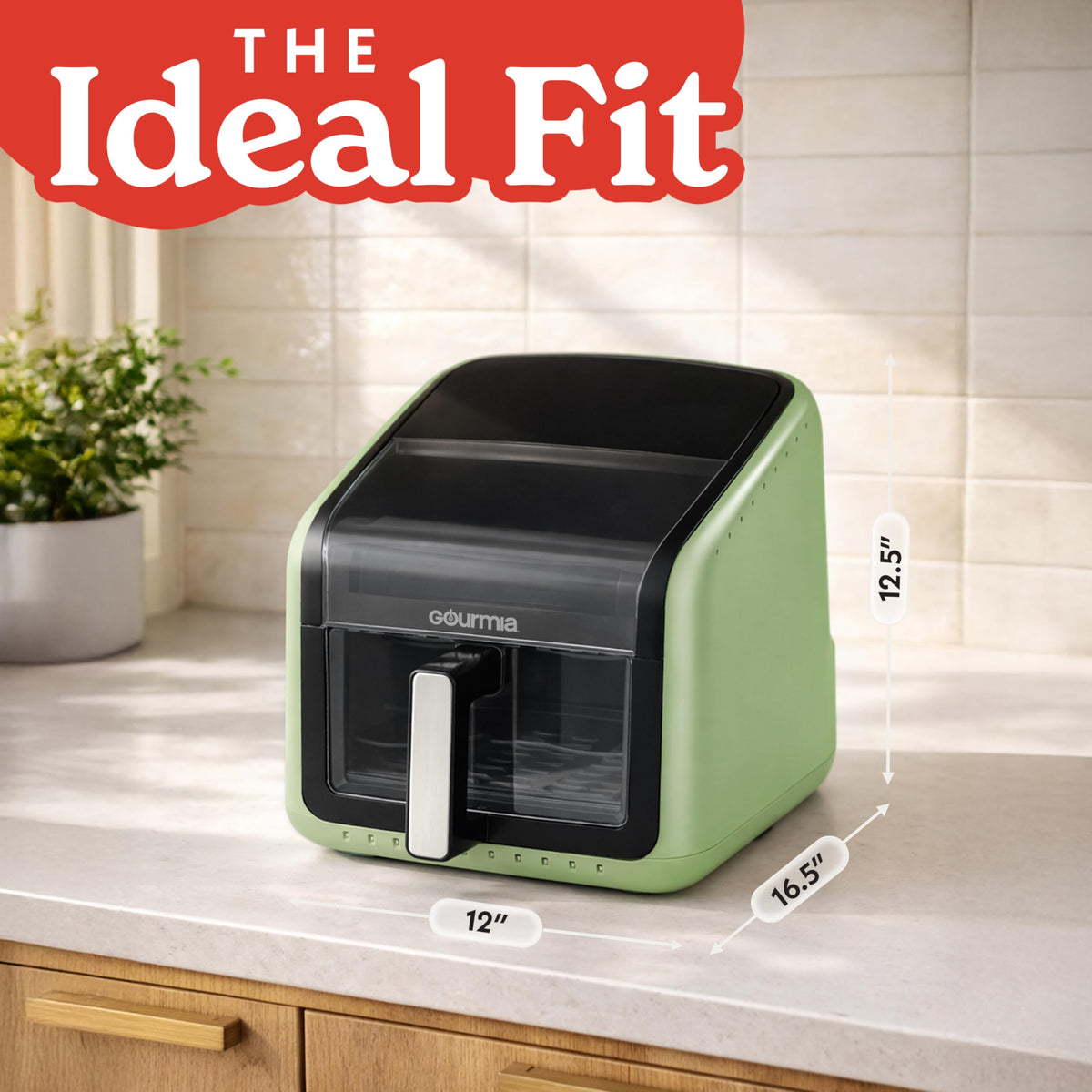 Gourmia Air Fryer - 7 Qt Basket Capacity with Panorama Window, Black