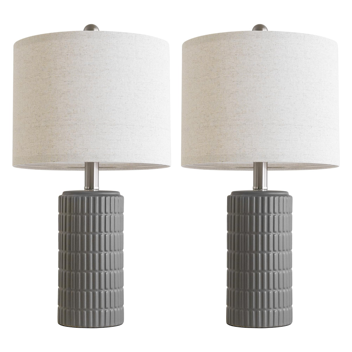 PoKat 20.75" Small Modern Ceramic Table Lamps Set of 2 for Bedroom, White